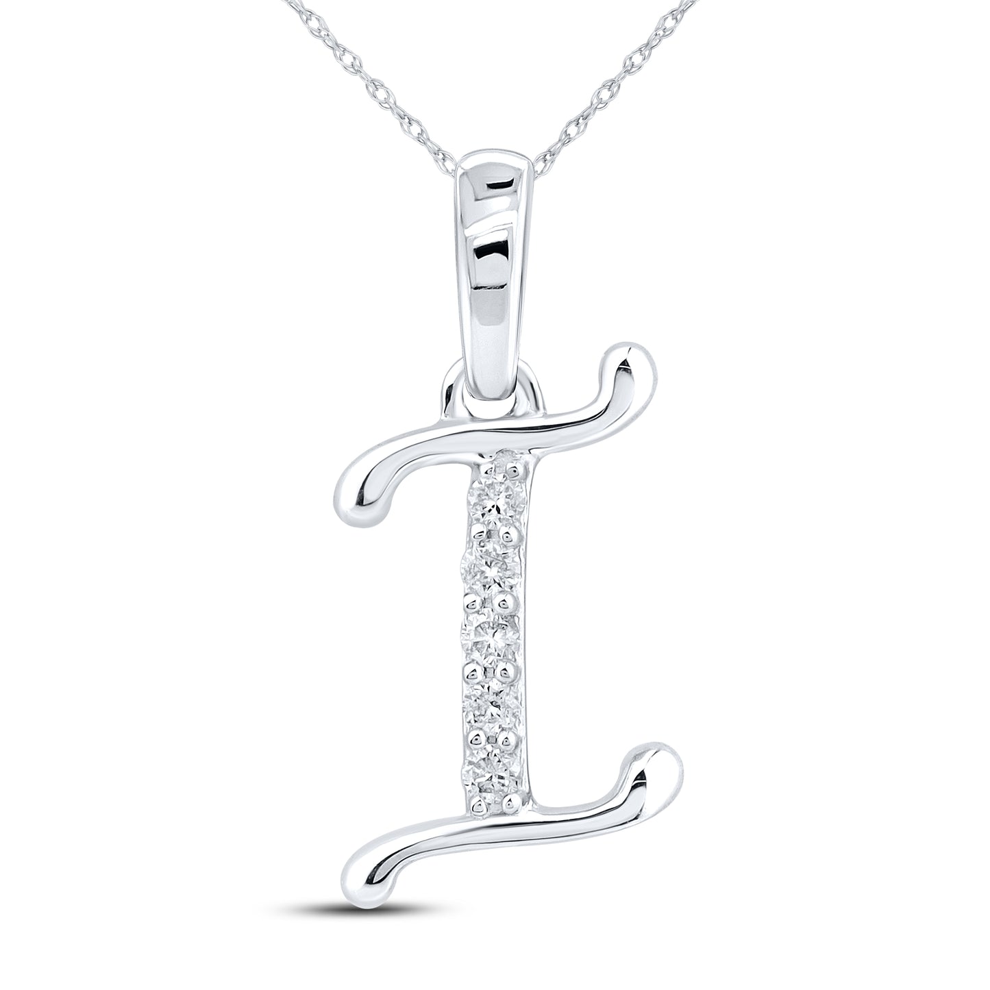 10KT WHITE GOLD 0.04 CTW NATURAL DIAMOND INITIAL I