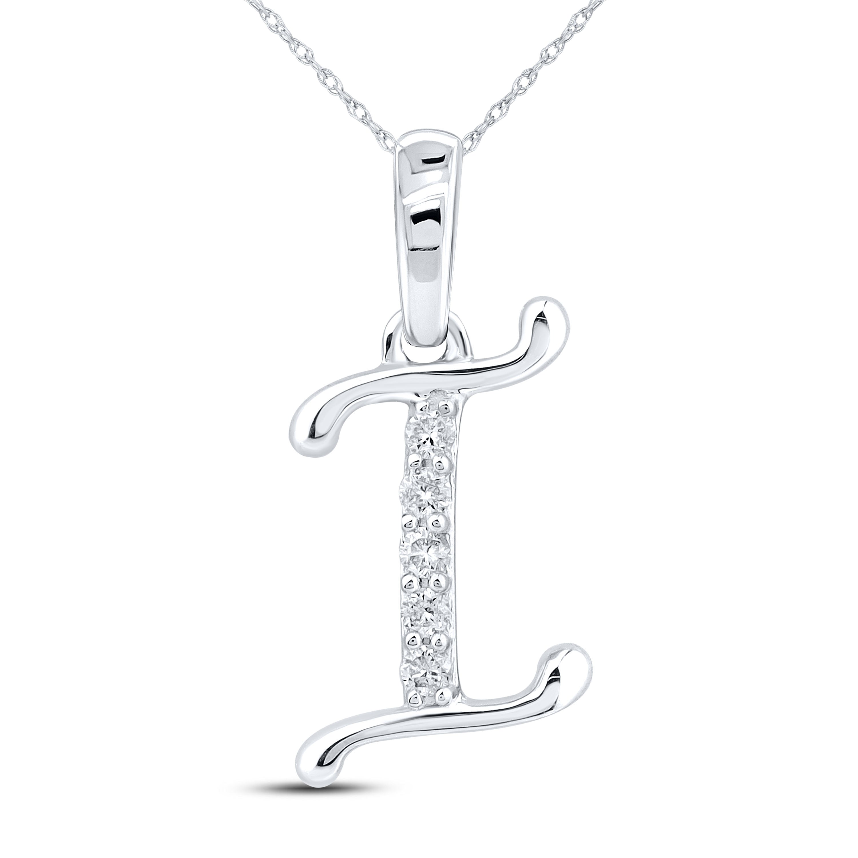10kt White Gold 0.04 CTW Diamond Initial I
