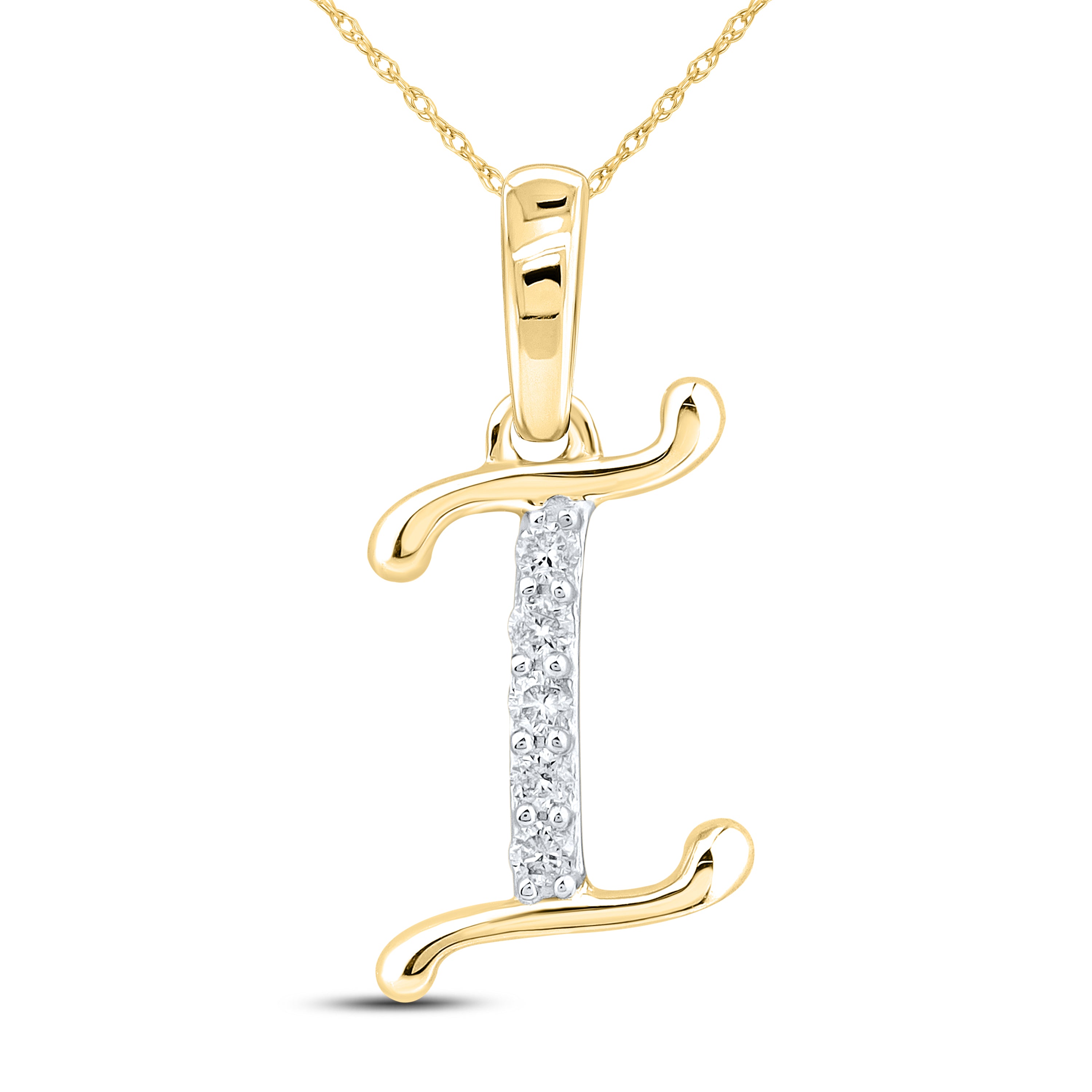 10kt Yellow Gold 0.04 CTW Diamond Initial I
