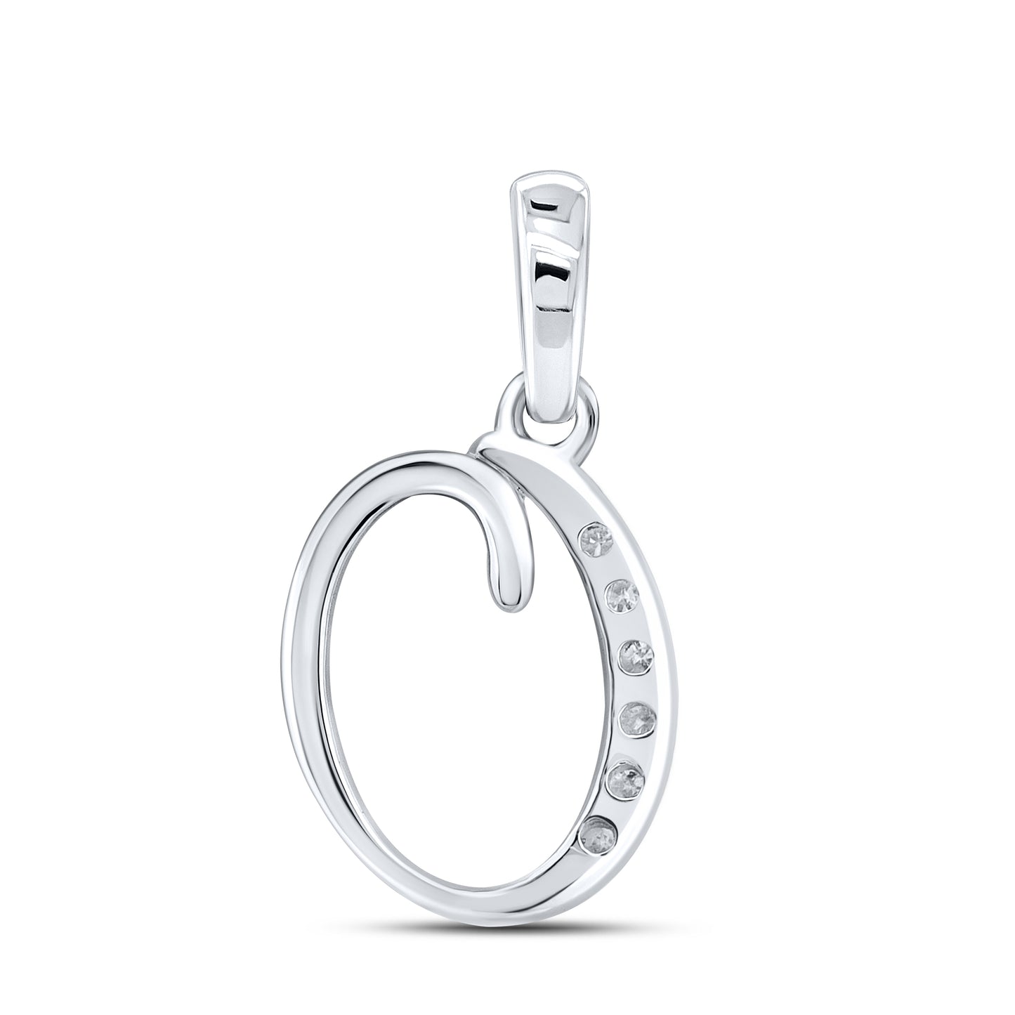 10KT WHITE GOLD 0.04 CTW NATURAL DIAMOND INITIAL O