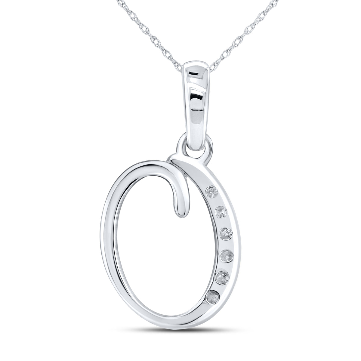 10KT WHITE GOLD 0.04 CTW NATURAL DIAMOND INITIAL O