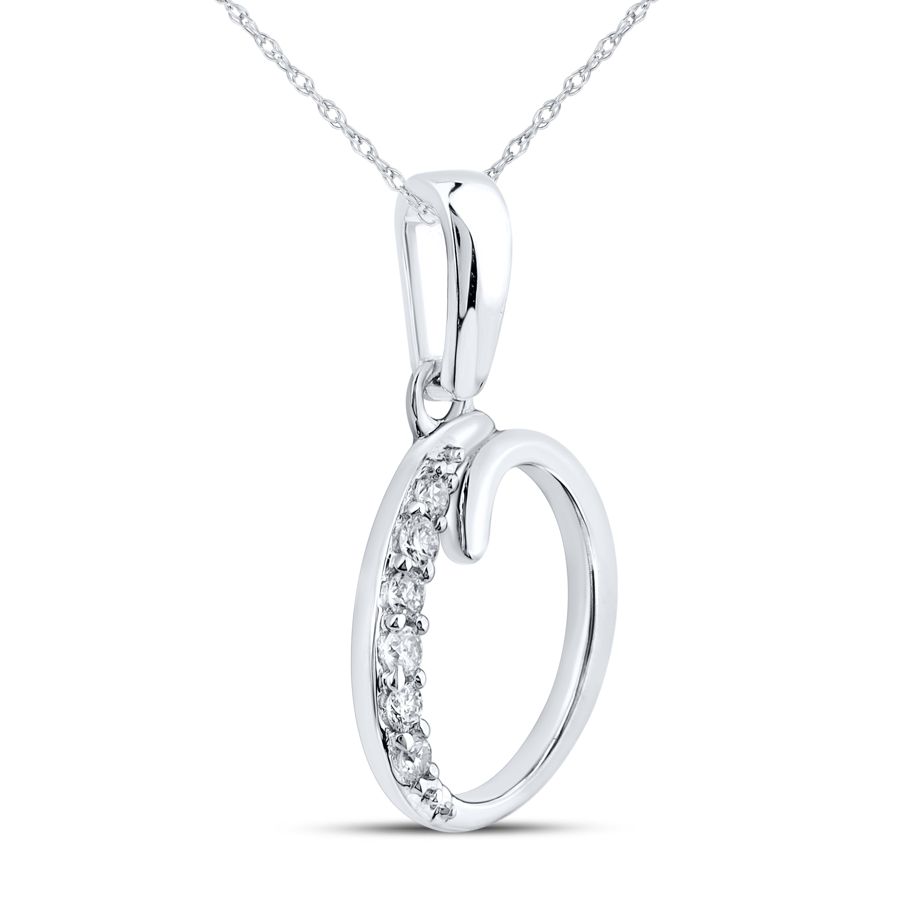 10KT WHITE GOLD 0.04 CTW NATURAL DIAMOND INITIAL O