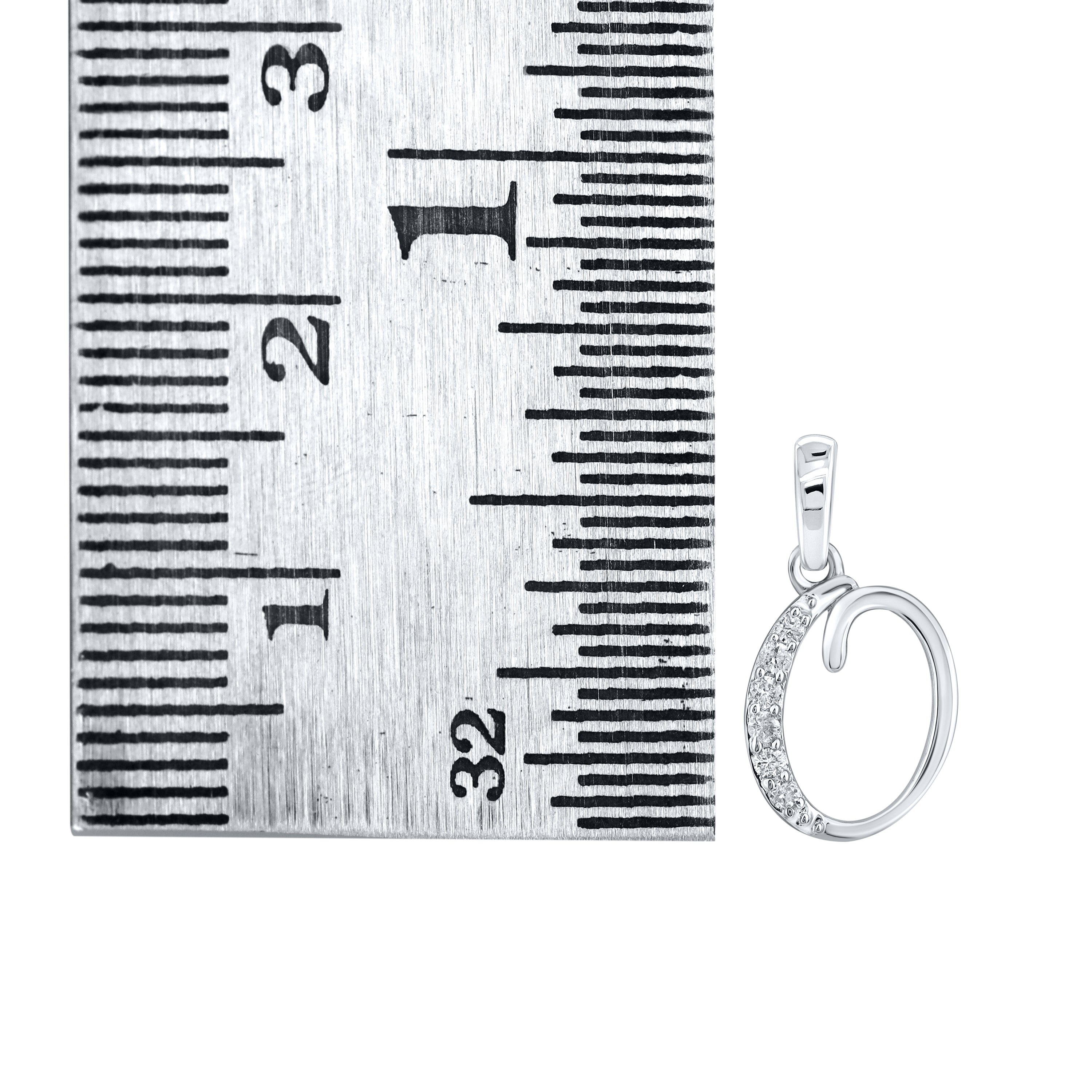 10KT WHITE GOLD 0.04 CTW NATURAL DIAMOND INITIAL O