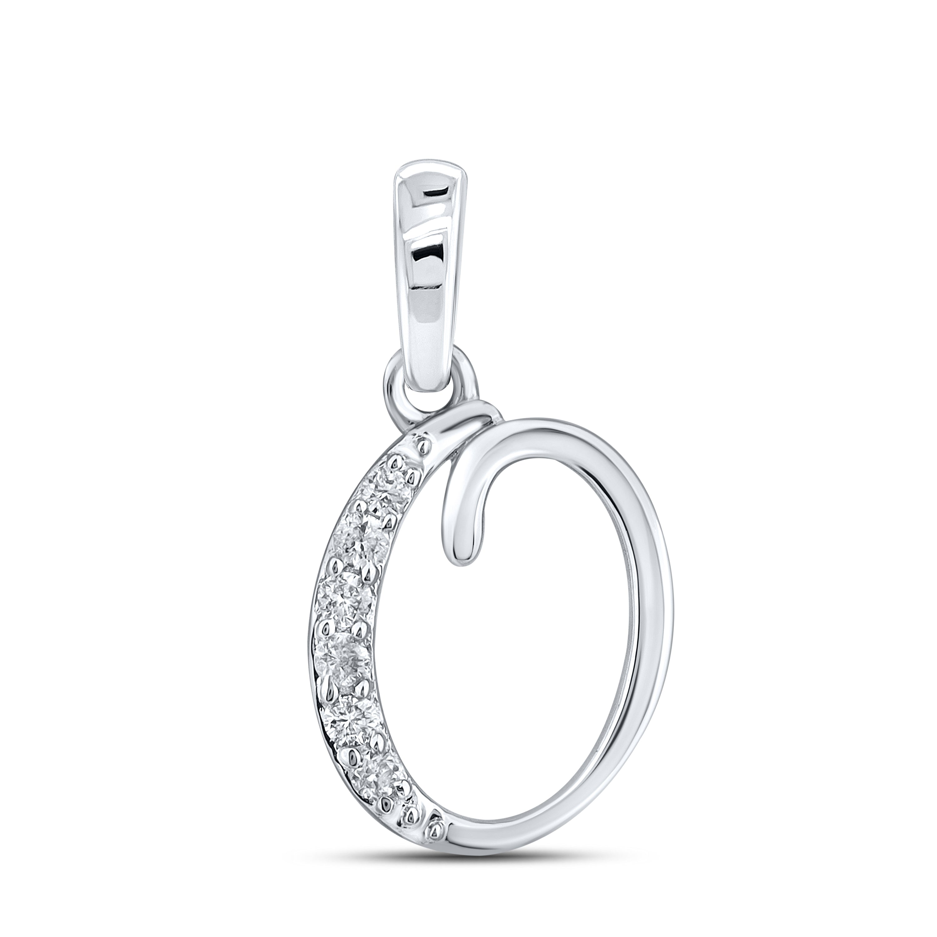 10KT WHITE GOLD 0.04 CTW NATURAL DIAMOND INITIAL O
