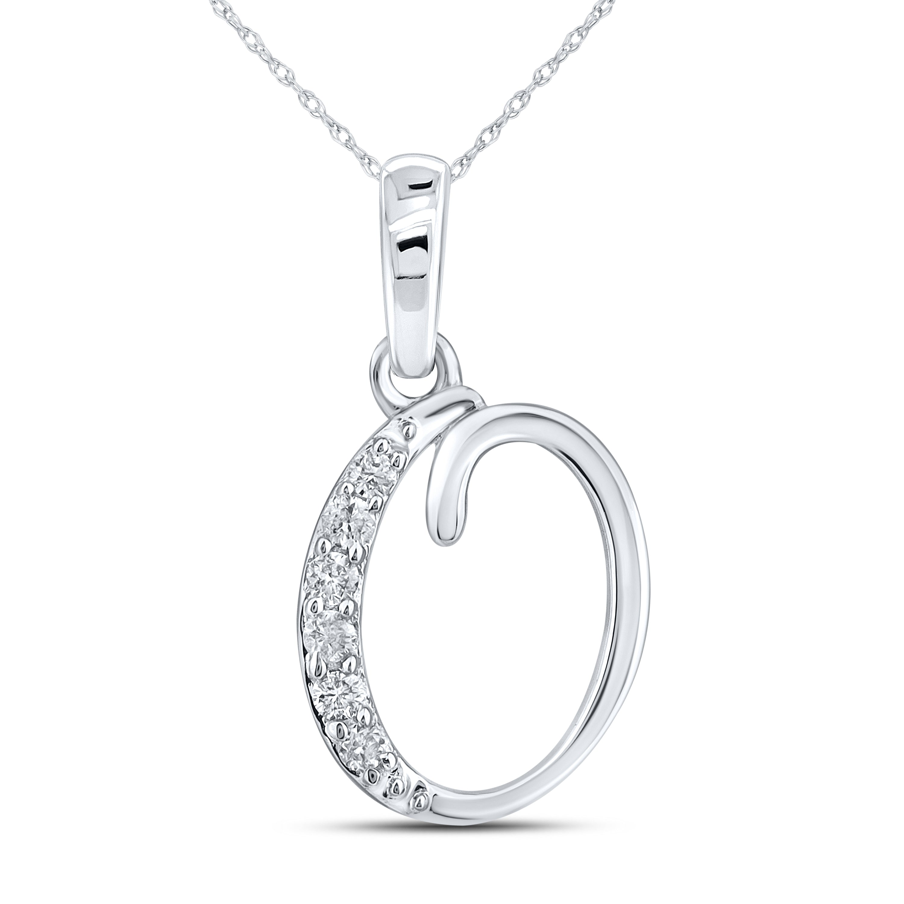 10KT WHITE GOLD 0.04 CTW NATURAL DIAMOND INITIAL O