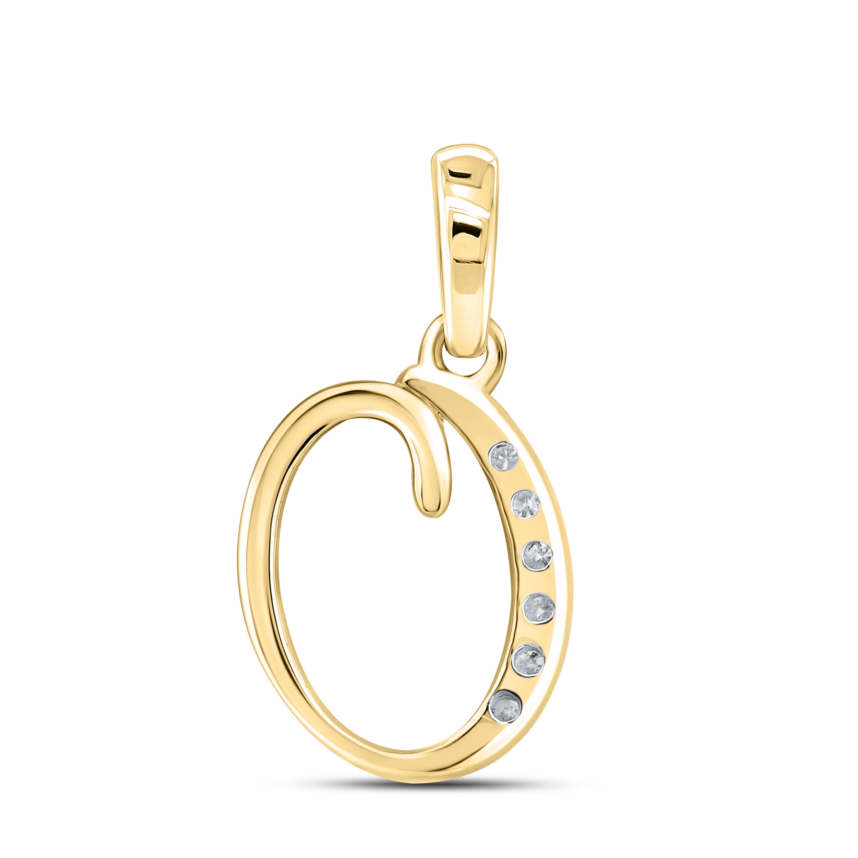 10KT YELLOW GOLD 0.04 CTW NATURAL DIAMOND INITIAL O