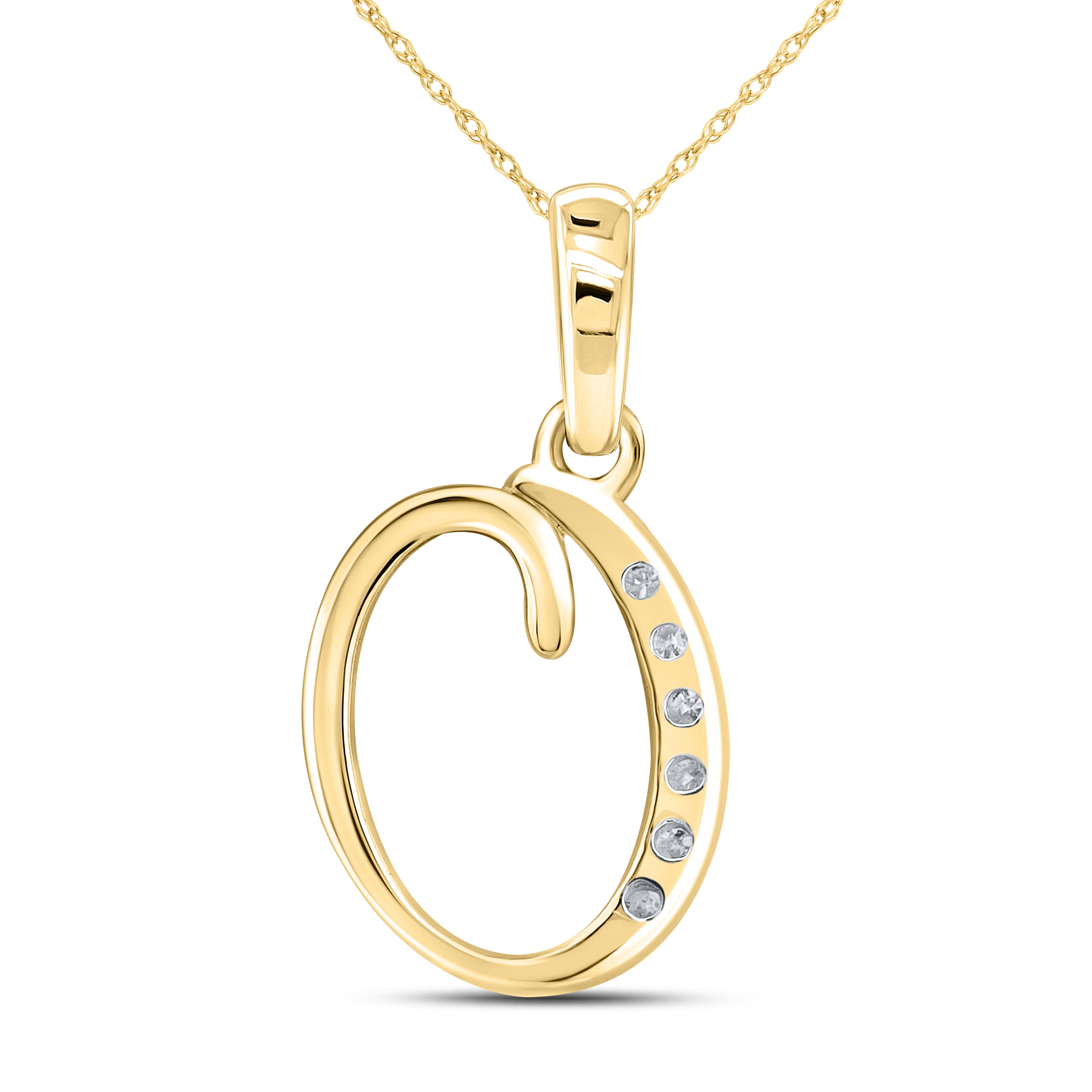10KT YELLOW GOLD 0.04 CTW NATURAL DIAMOND INITIAL O
