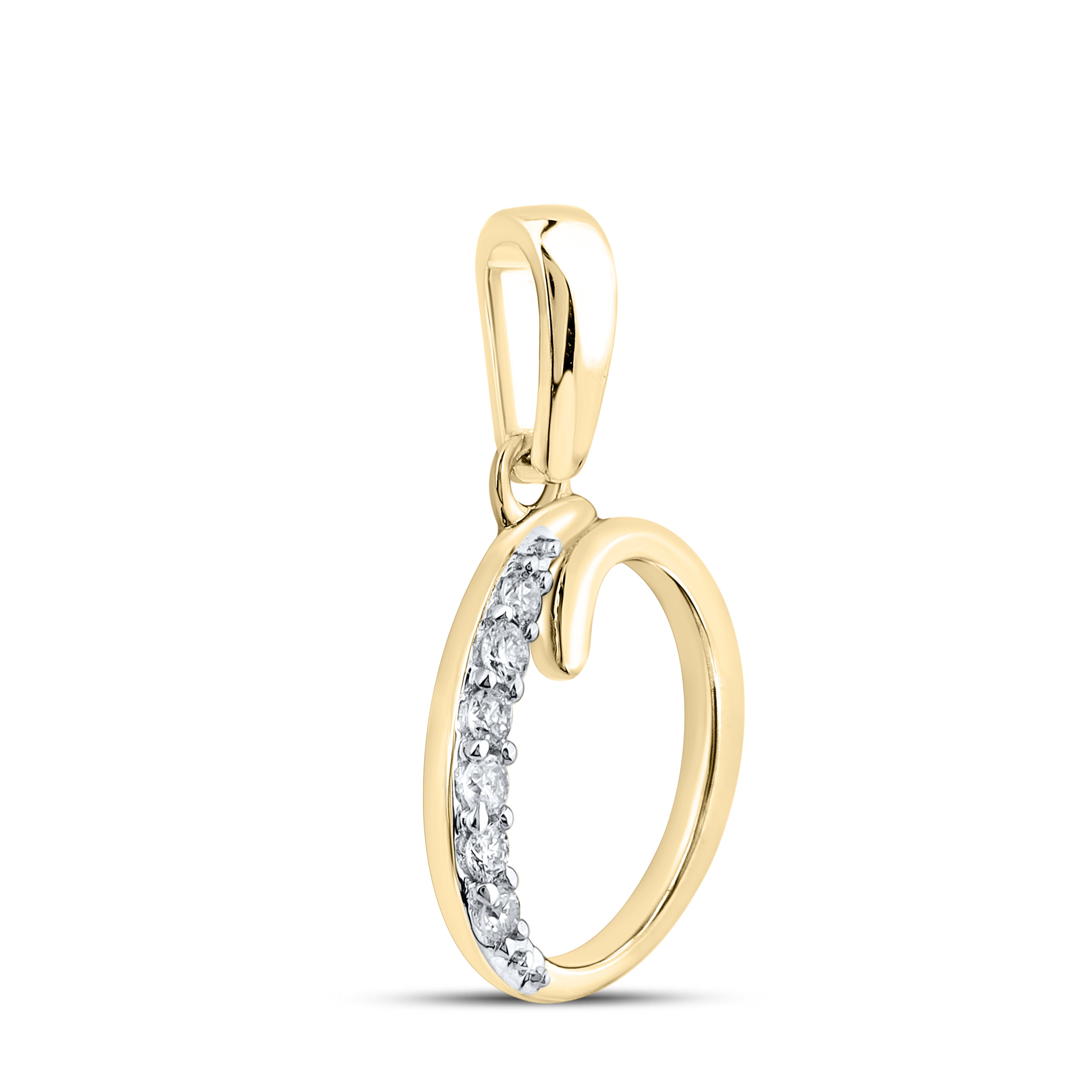 10KT YELLOW GOLD 0.04 CTW NATURAL DIAMOND INITIAL O