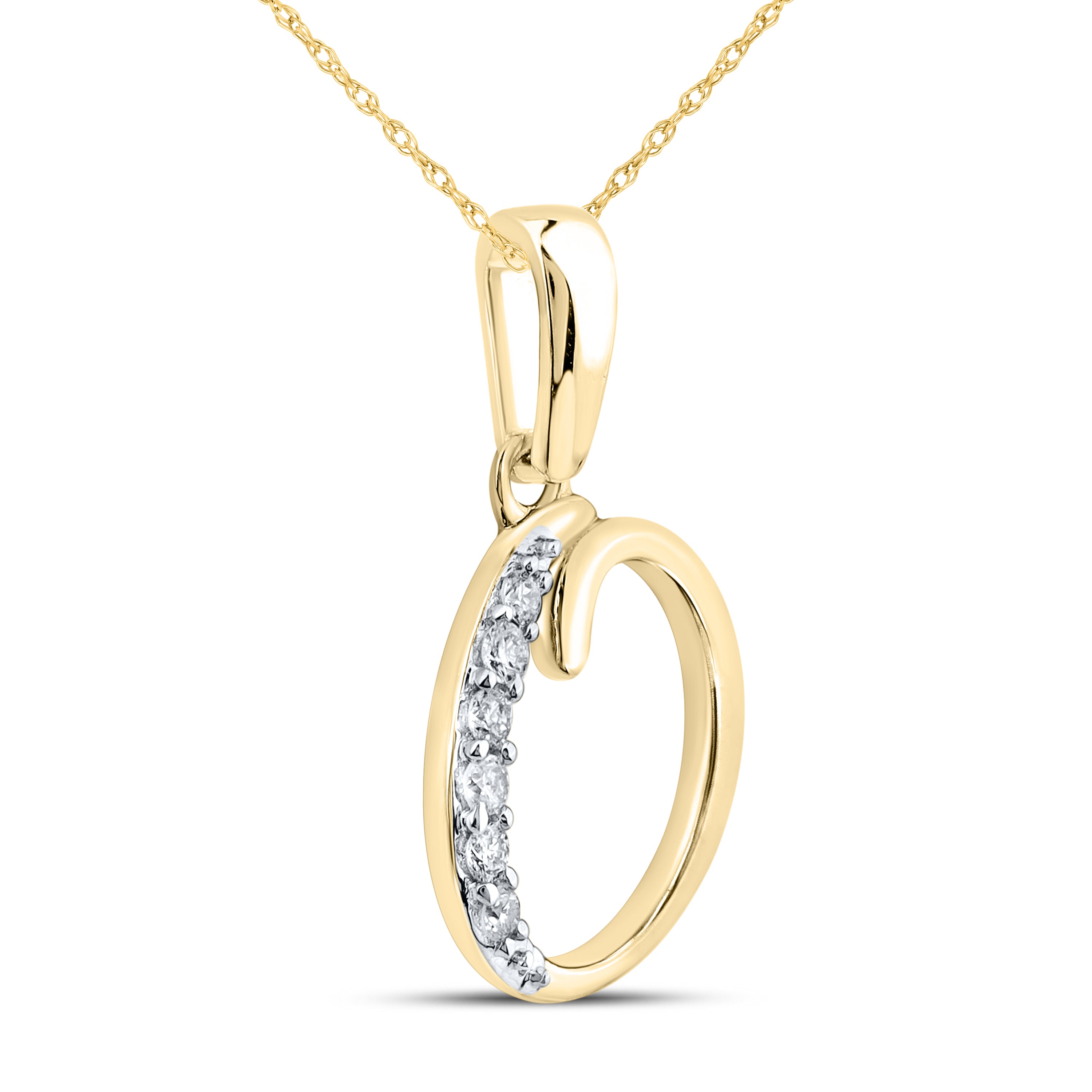10KT YELLOW GOLD 0.04 CTW NATURAL DIAMOND INITIAL O