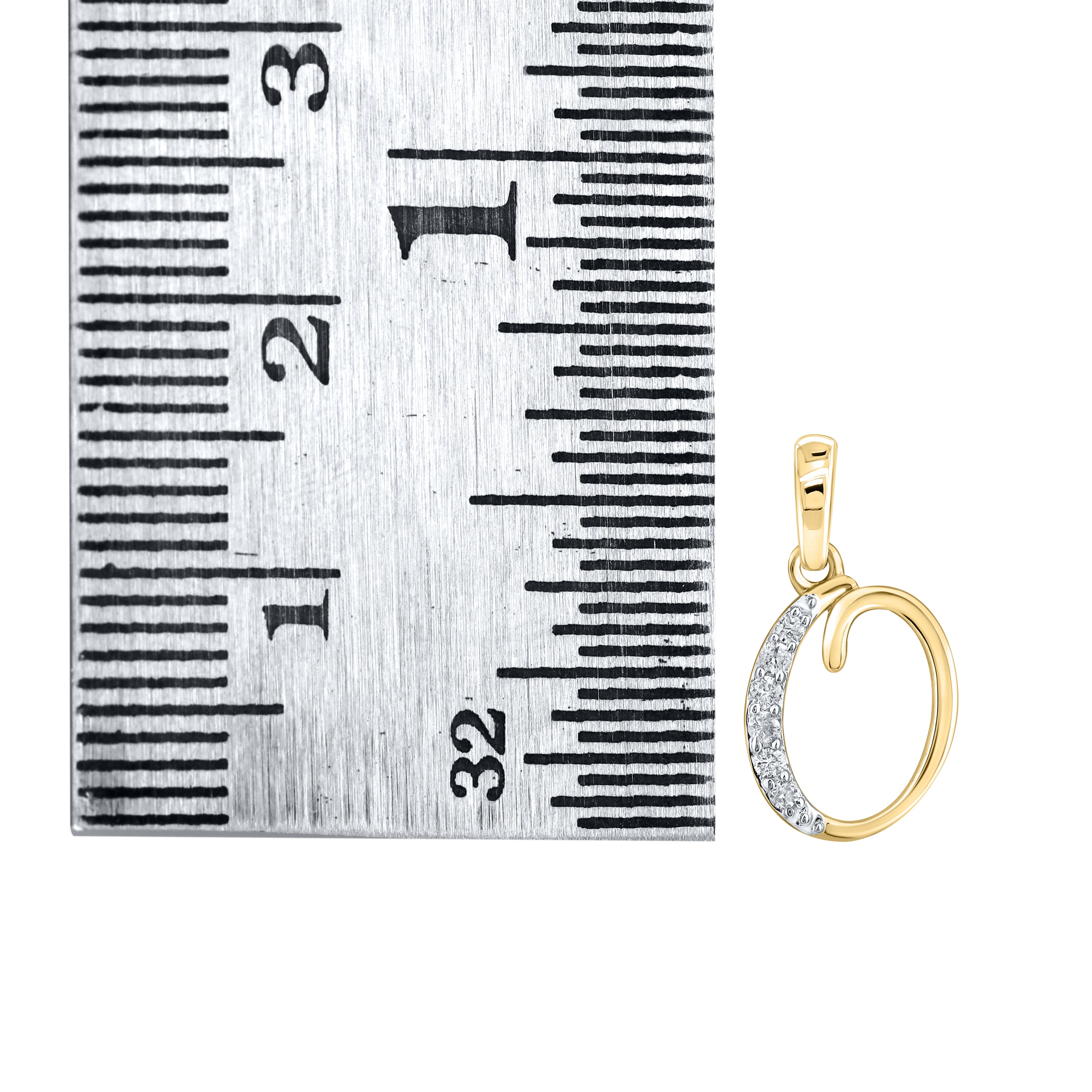 10KT YELLOW GOLD 0.04 CTW NATURAL DIAMOND INITIAL O