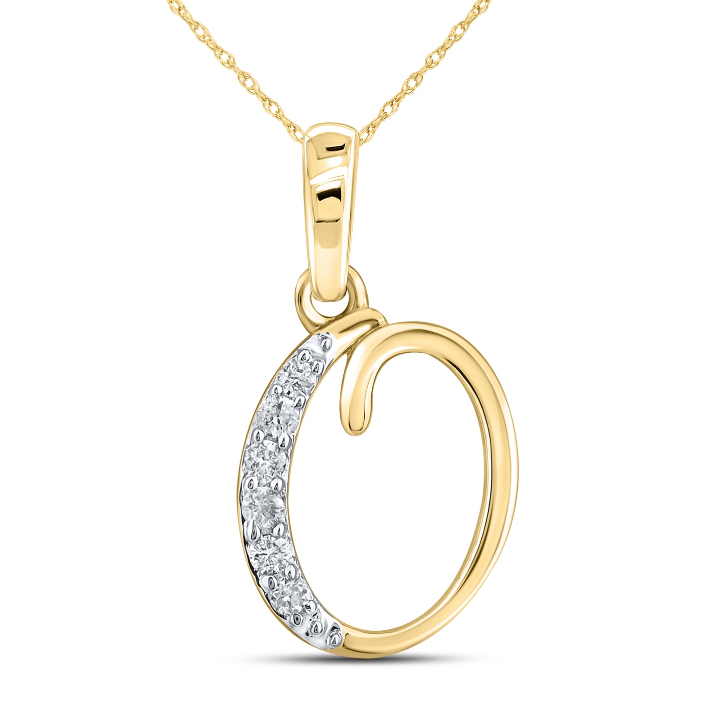 10KT YELLOW GOLD 0.04 CTW NATURAL DIAMOND INITIAL O