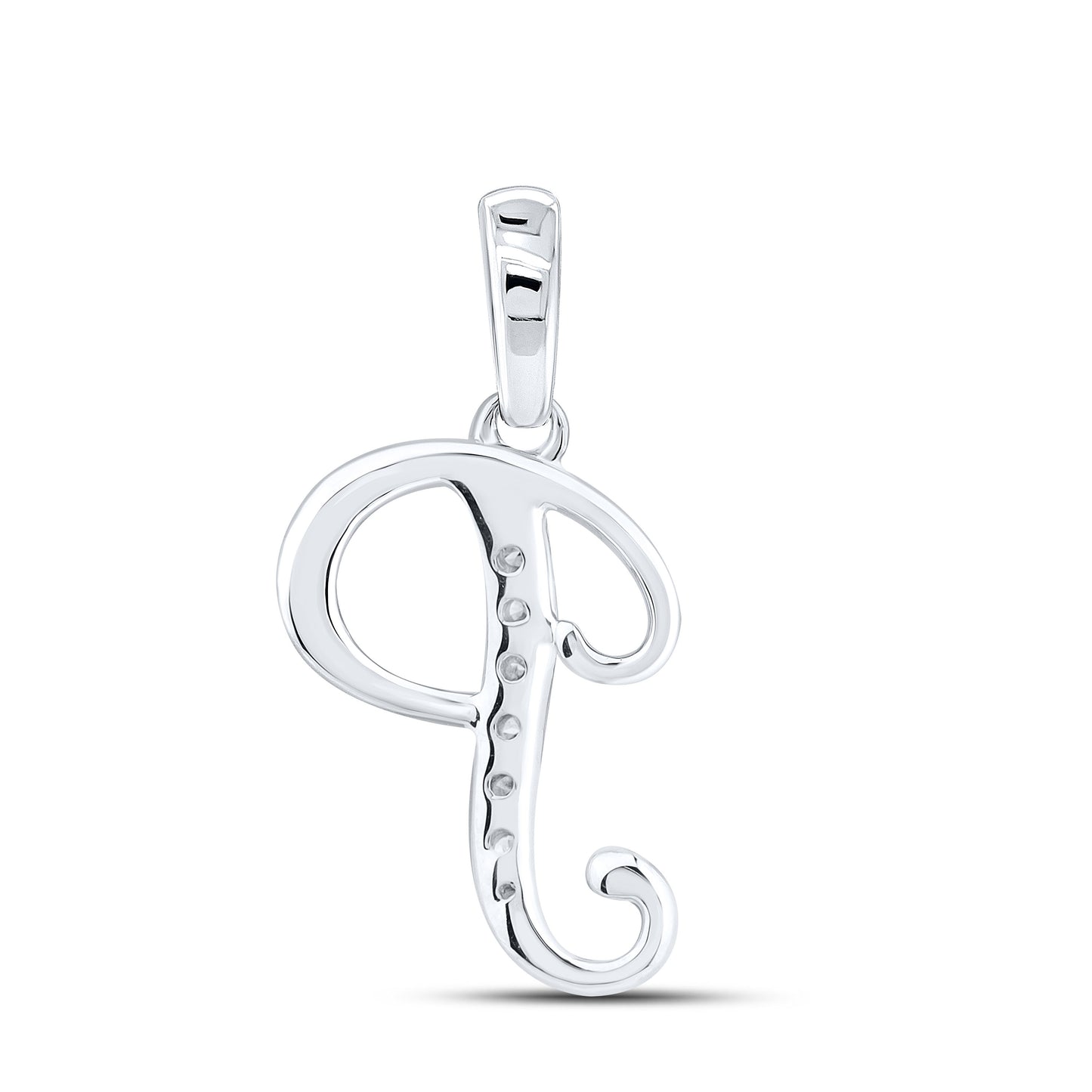 10KT WHITE GOLD NATURAL DIAMOND INITIAL P