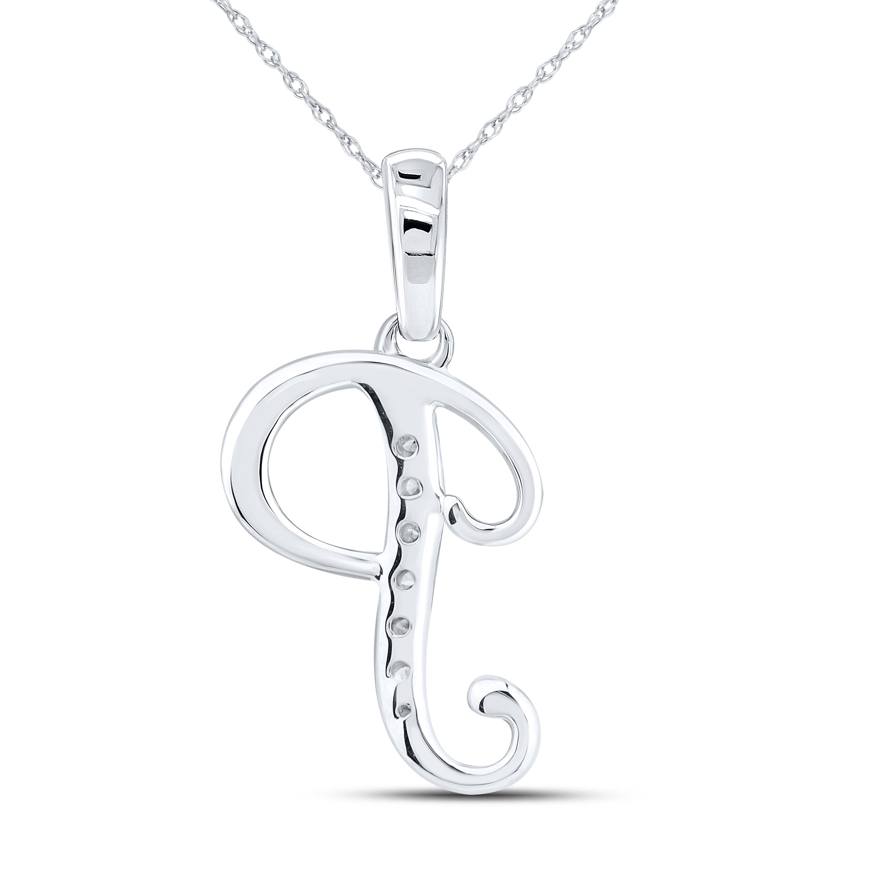 10KT WHITE GOLD NATURAL DIAMOND INITIAL P