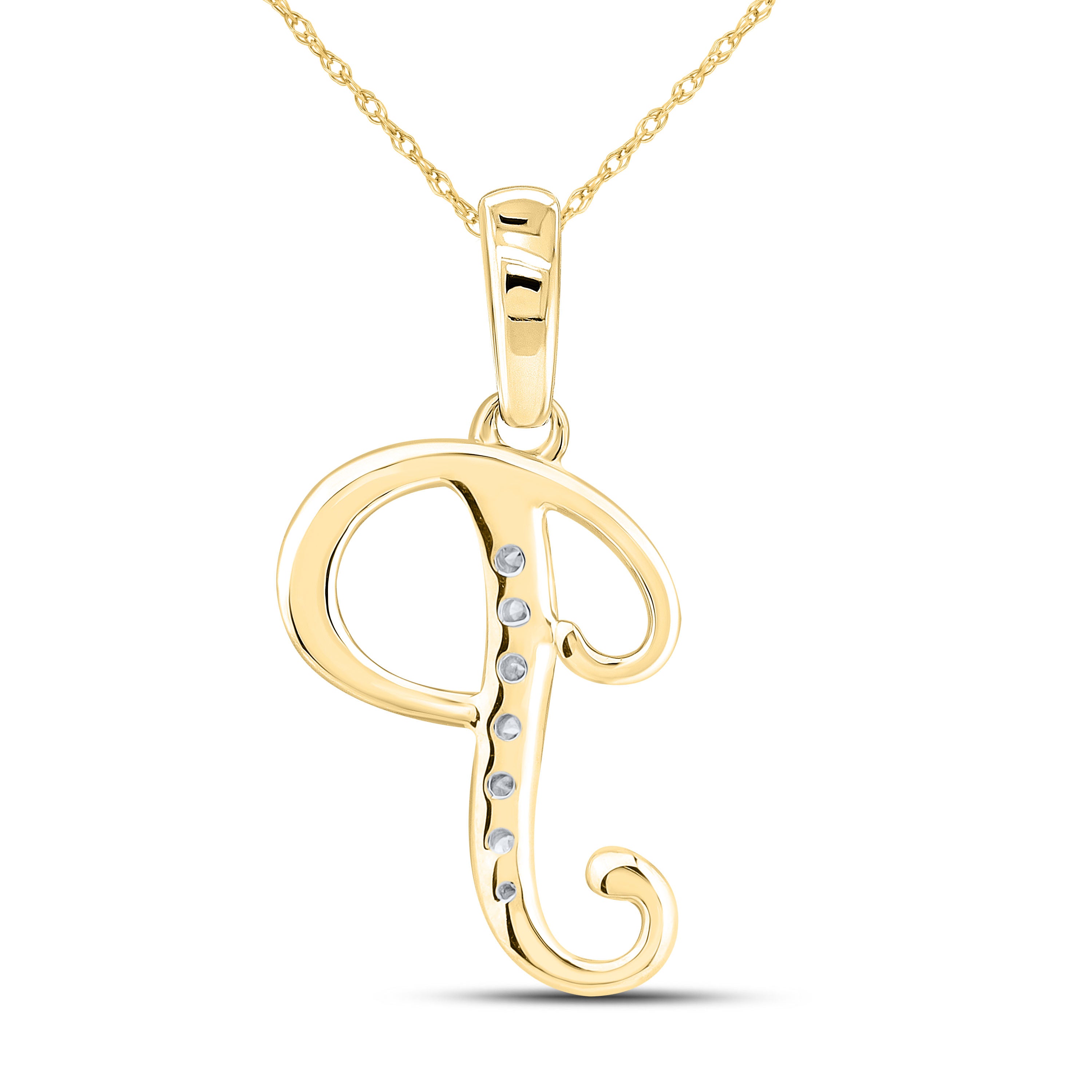 10kt Yellow Gold 0.04 CTW Diamond Initial P