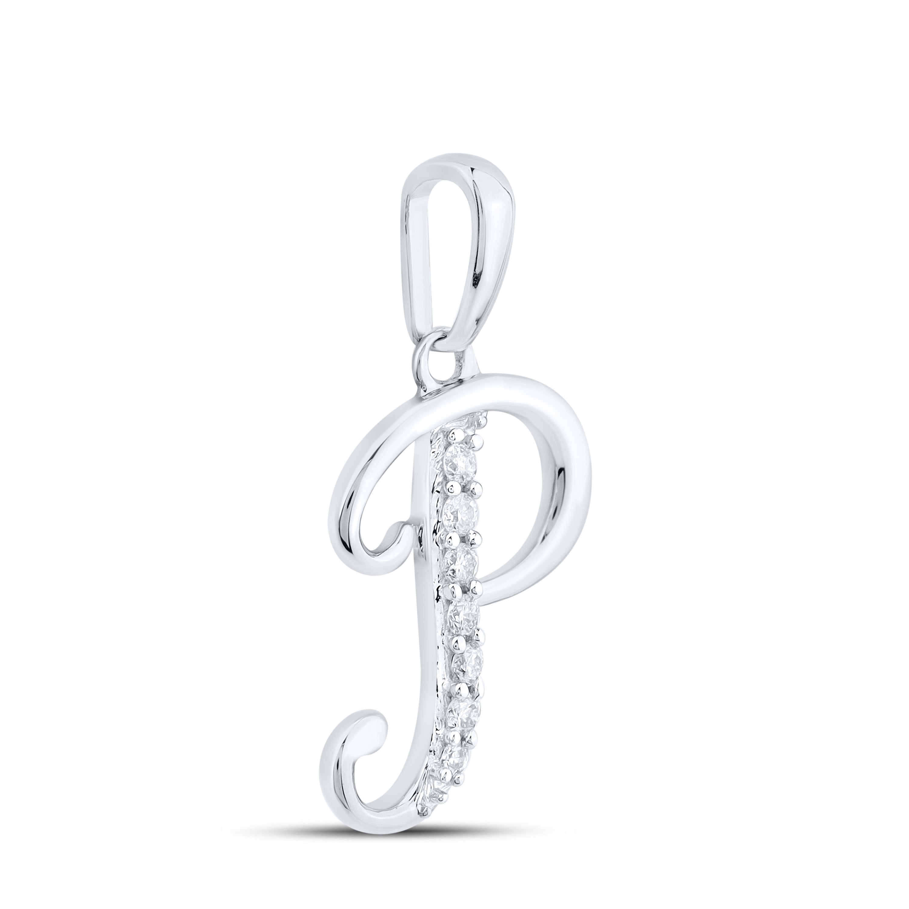 10KT WHITE GOLD NATURAL DIAMOND INITIAL P