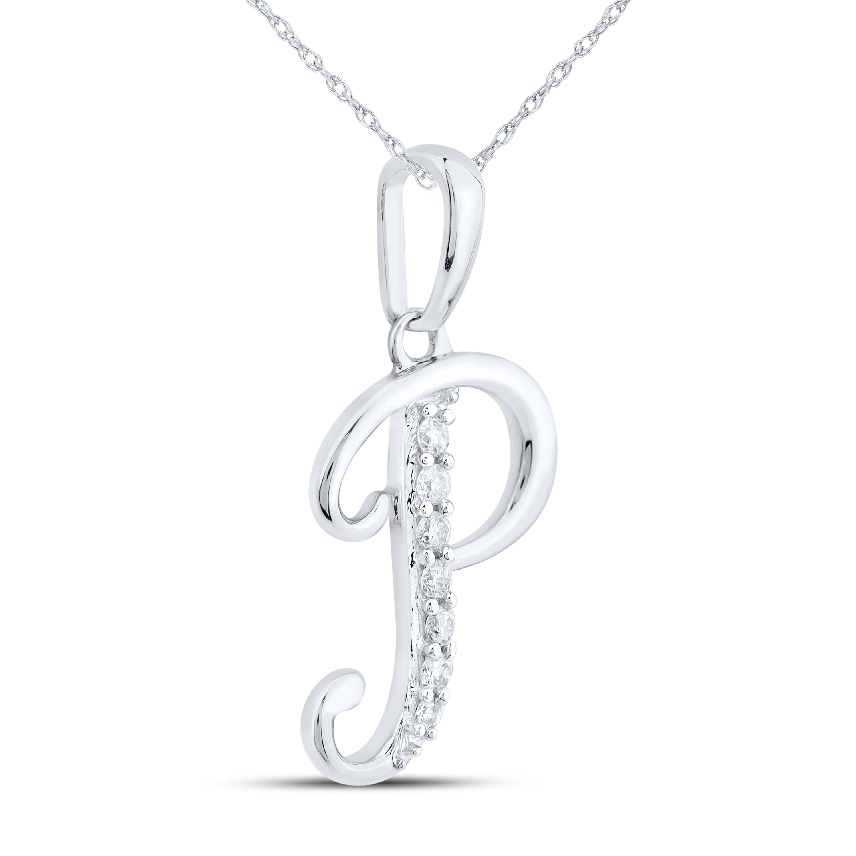10KT WHITE GOLD NATURAL DIAMOND INITIAL P