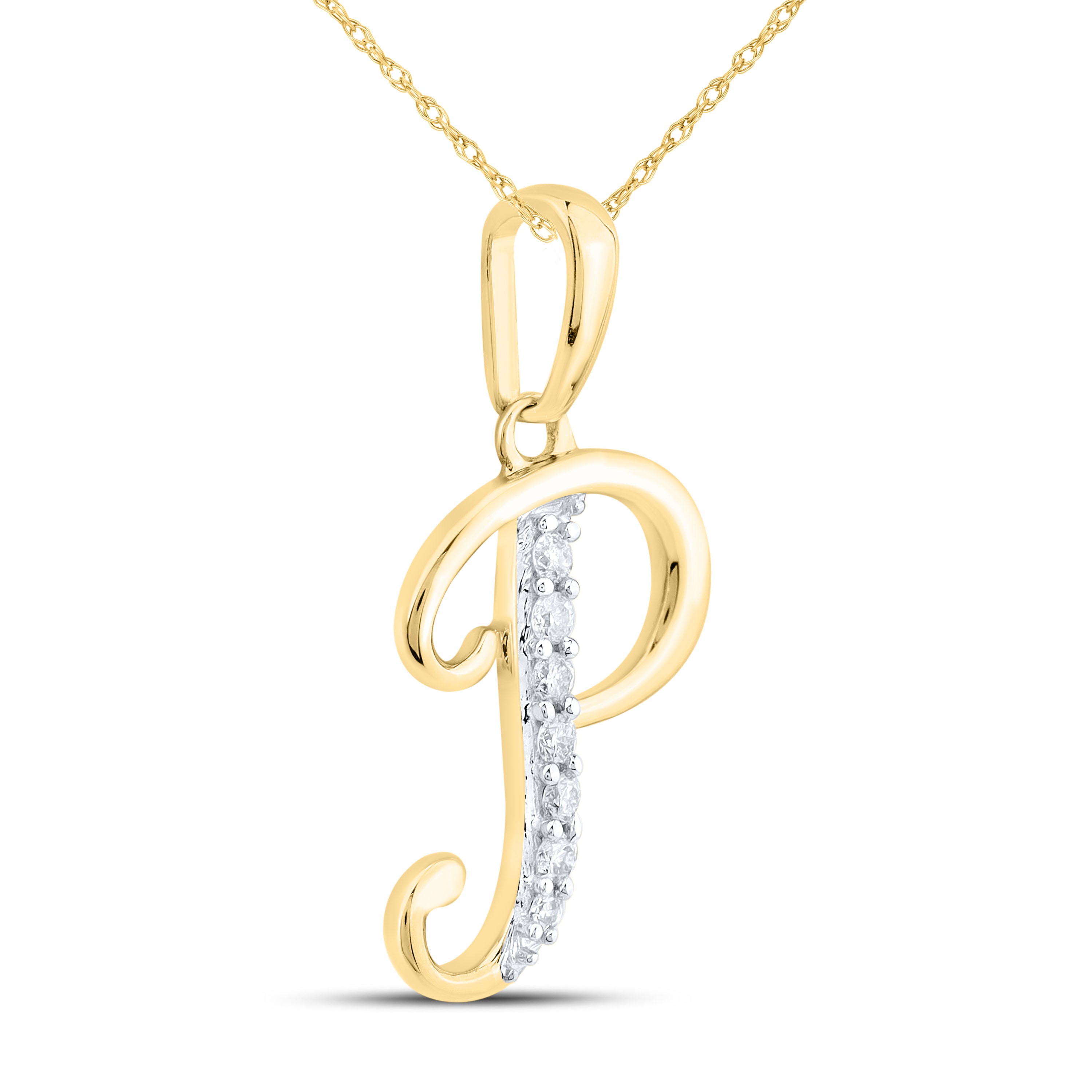 10kt Yellow Gold 0.04 CTW Diamond Initial P