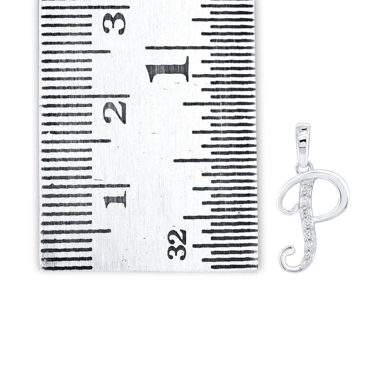 10KT WHITE GOLD NATURAL DIAMOND INITIAL P