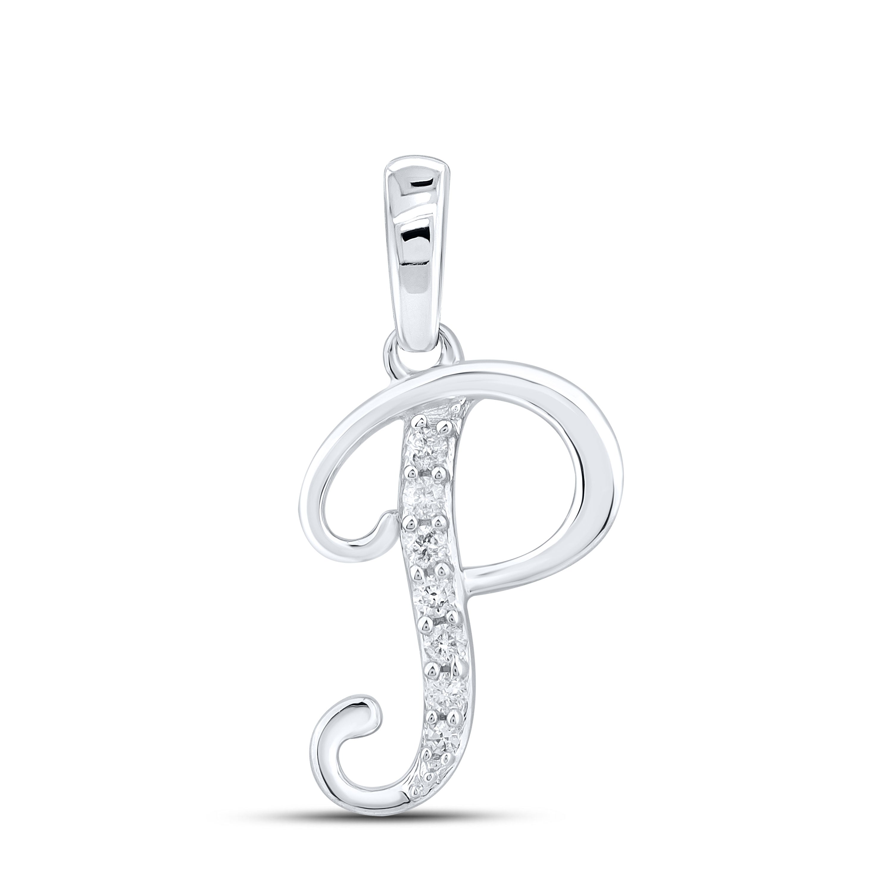 10KT WHITE GOLD NATURAL DIAMOND INITIAL P