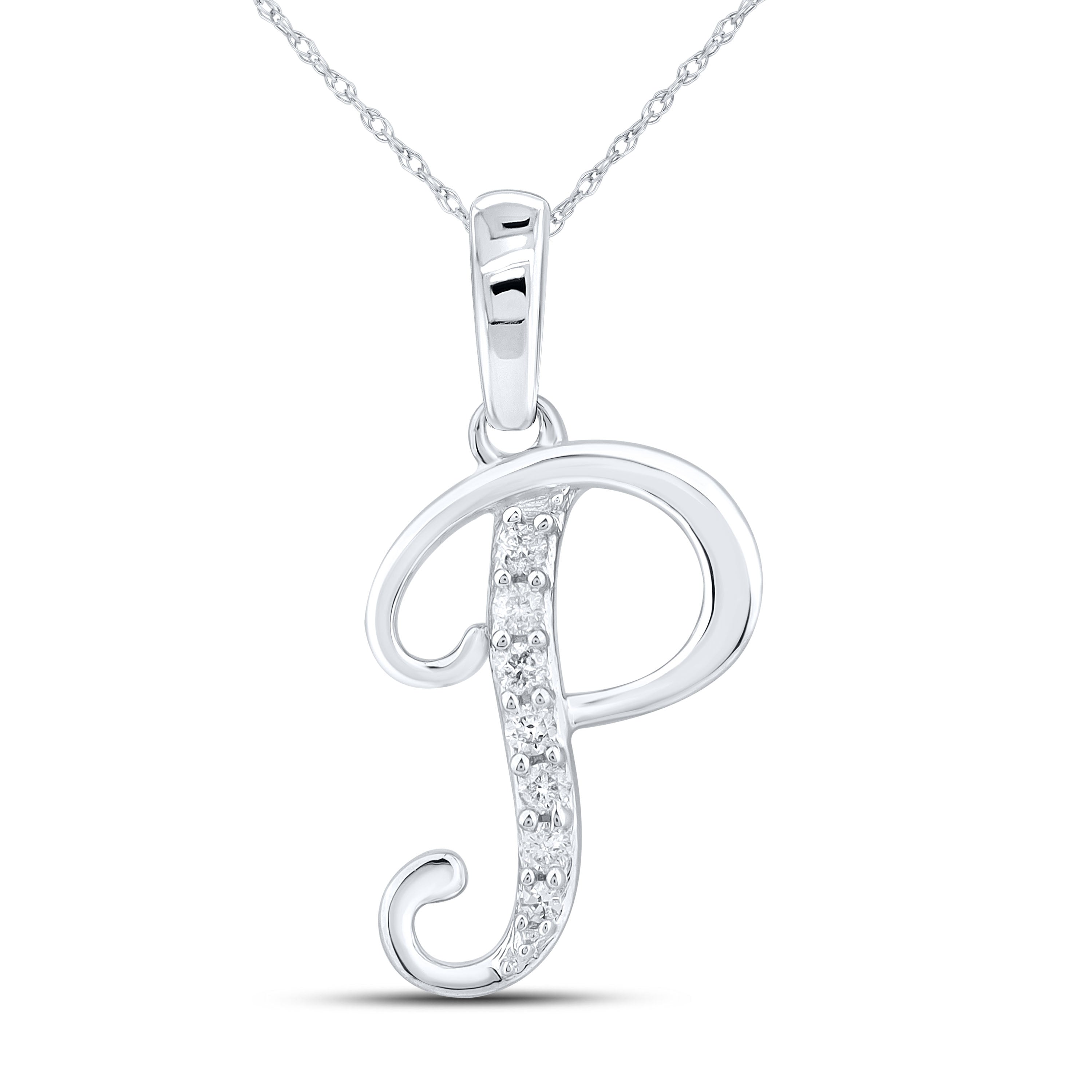 10KT WHITE GOLD NATURAL DIAMOND INITIAL P