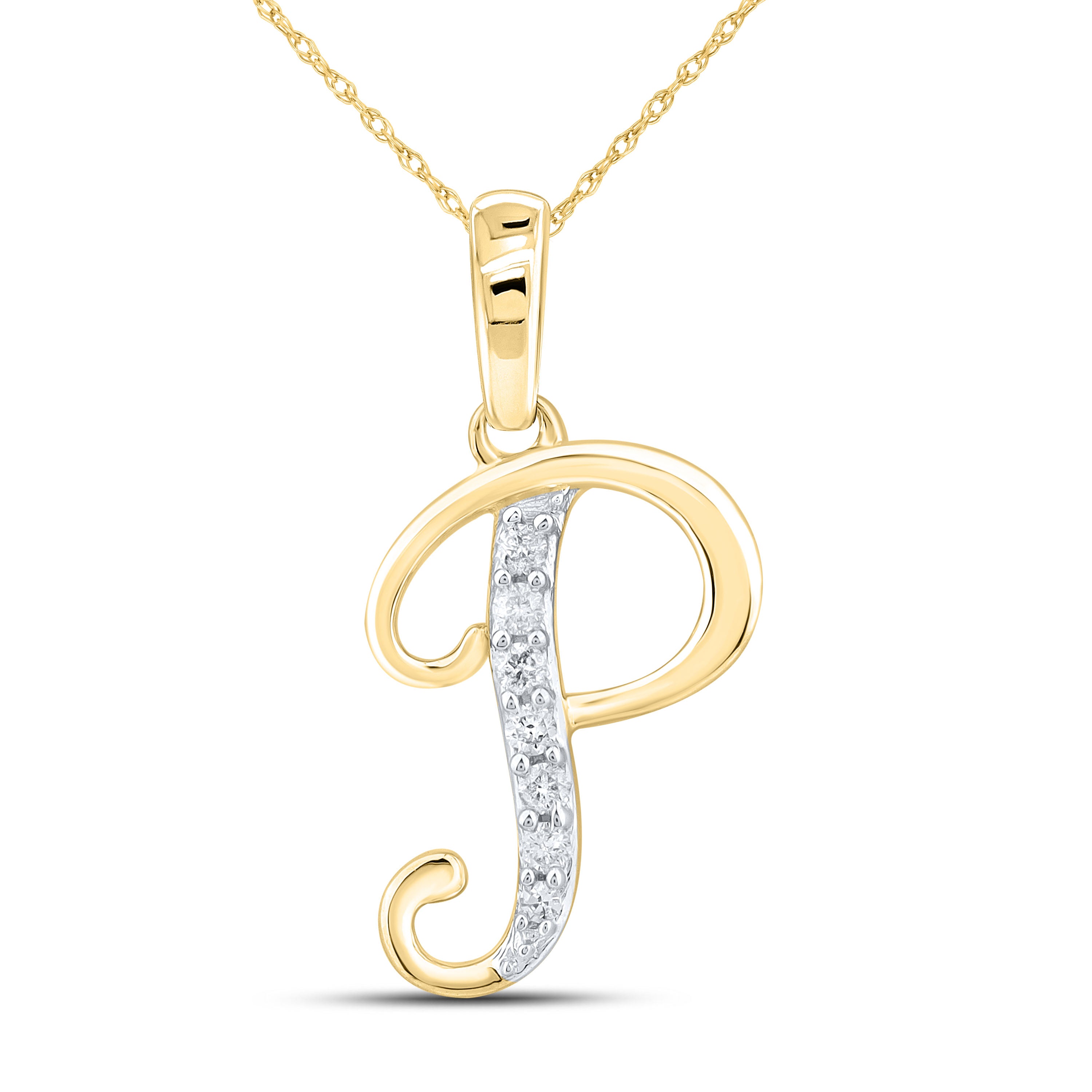 10kt Yellow Gold 0.04 CTW Diamond Initial P