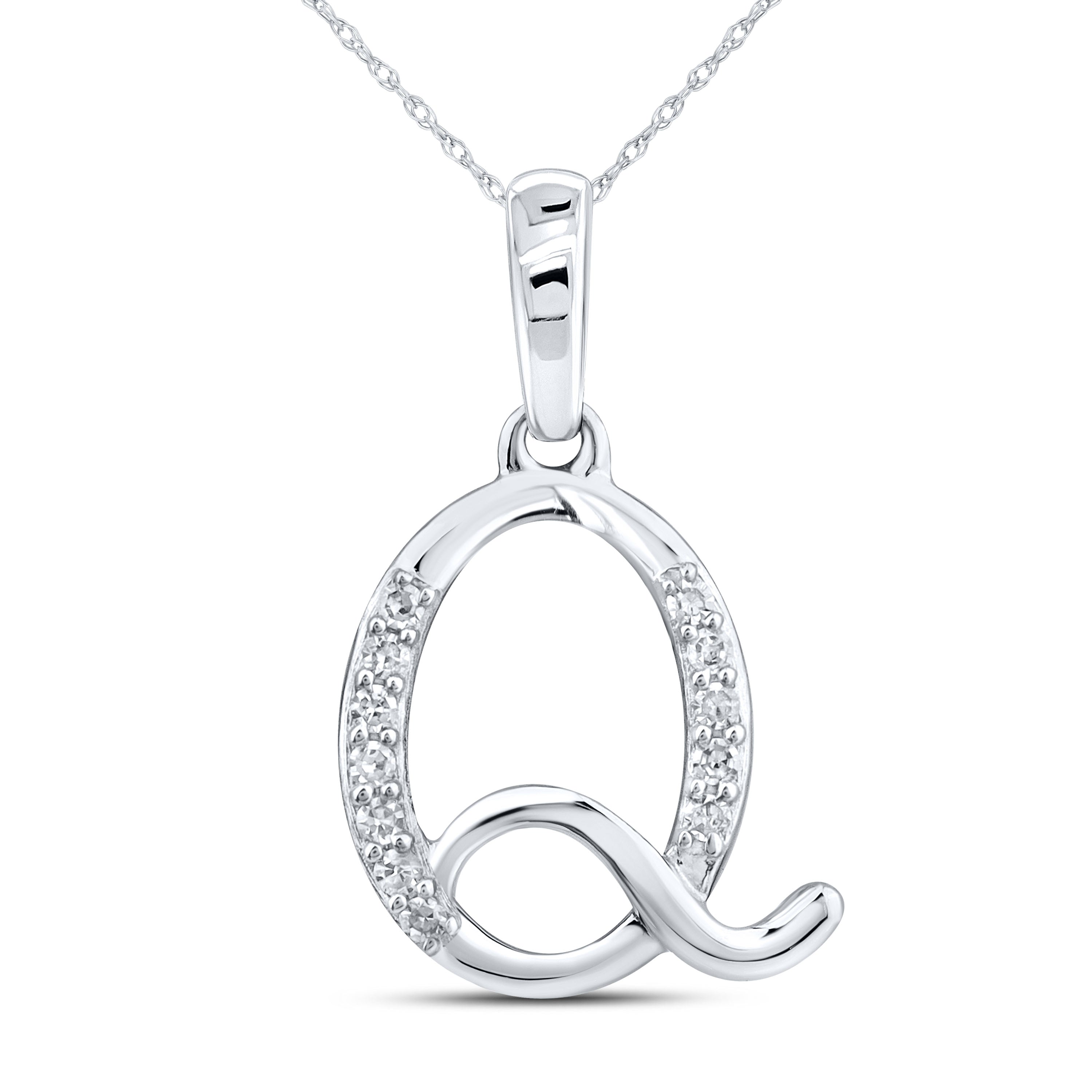10KT WHITE GOLD 0.04CTW NATURAL DIAMOND INITIAL Q