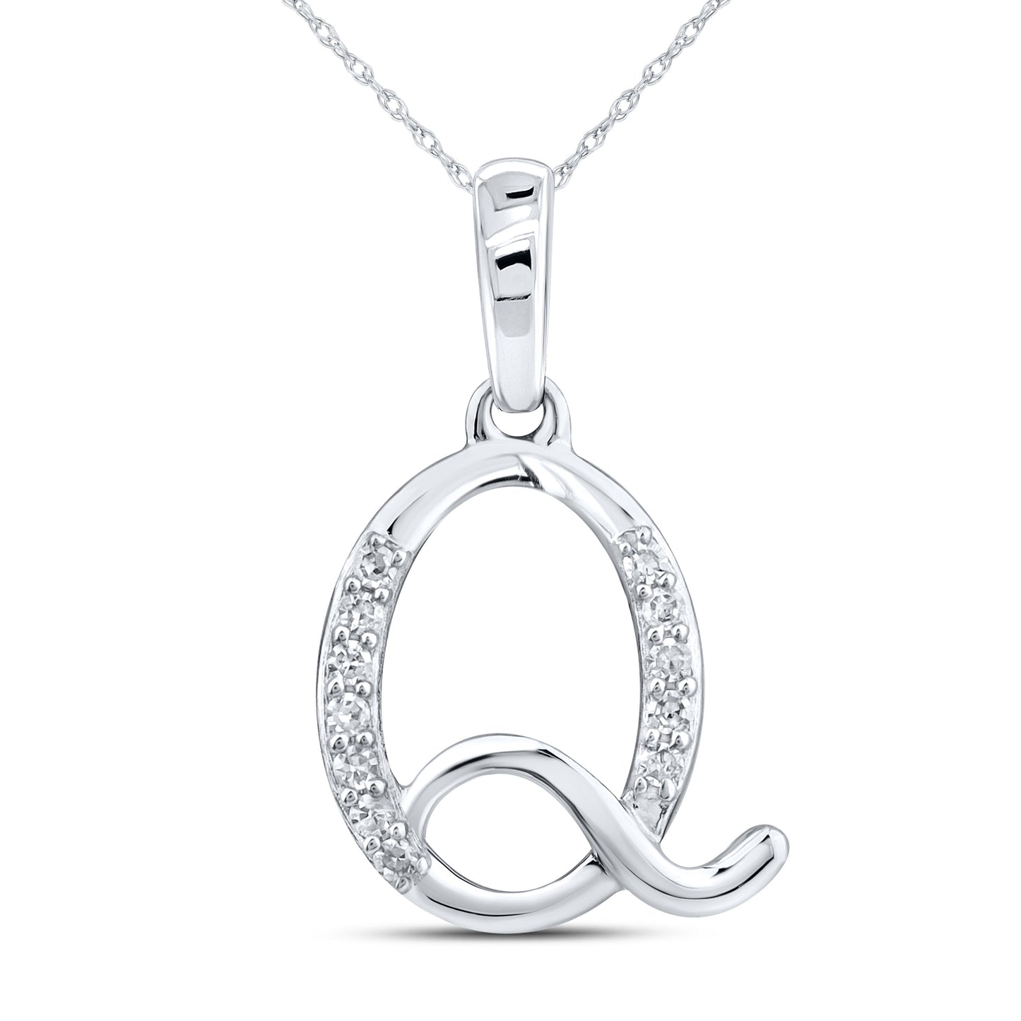 10KT WHITE GOLD 0.04CTW NATURAL DIAMOND INITIAL Q