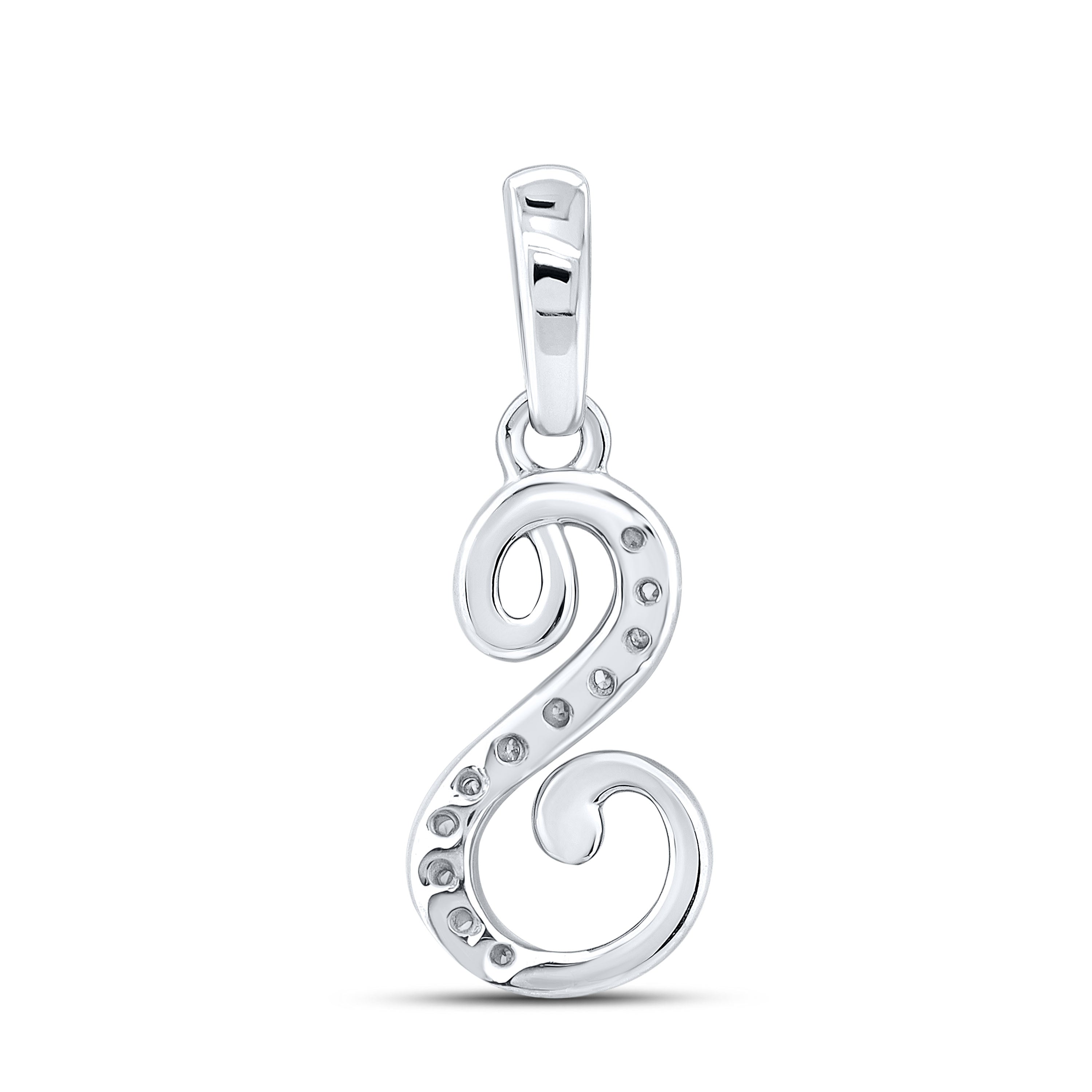 10kt White Gold 0.04 CTW Diamond Initial S
