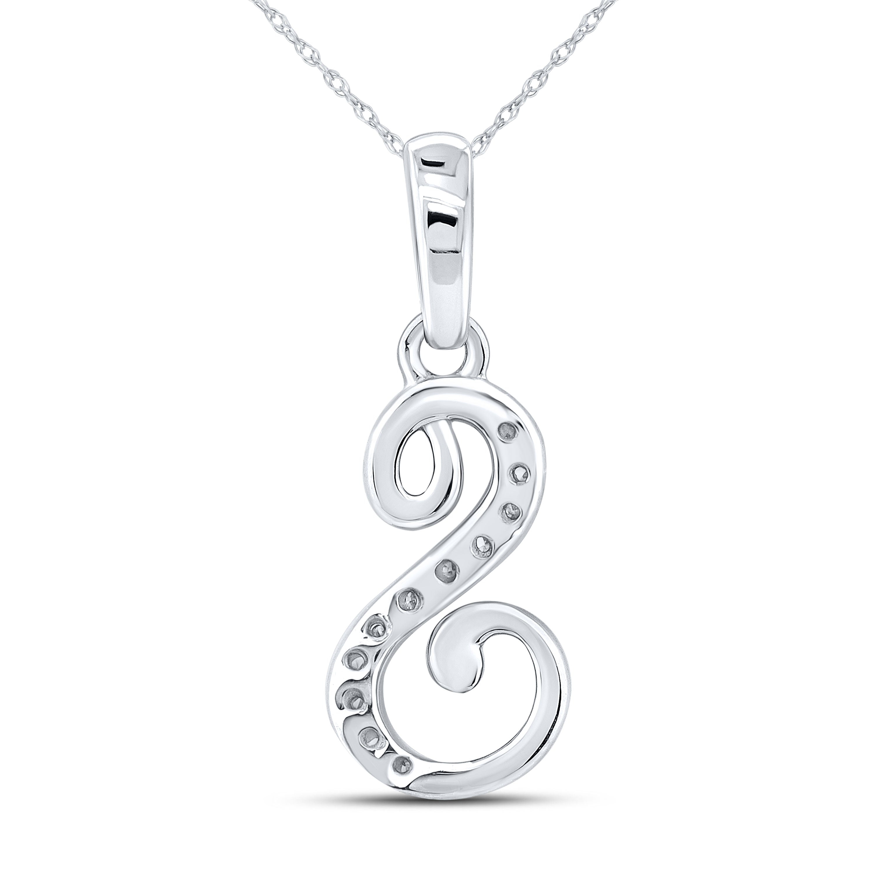 10kt White Gold 0.04 CTW Diamond Initial S