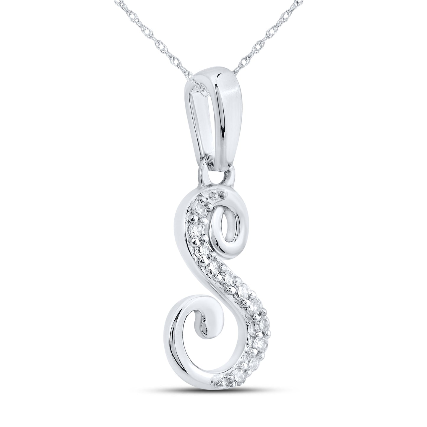 10kt White Gold 0.04 CTW Diamond Initial S