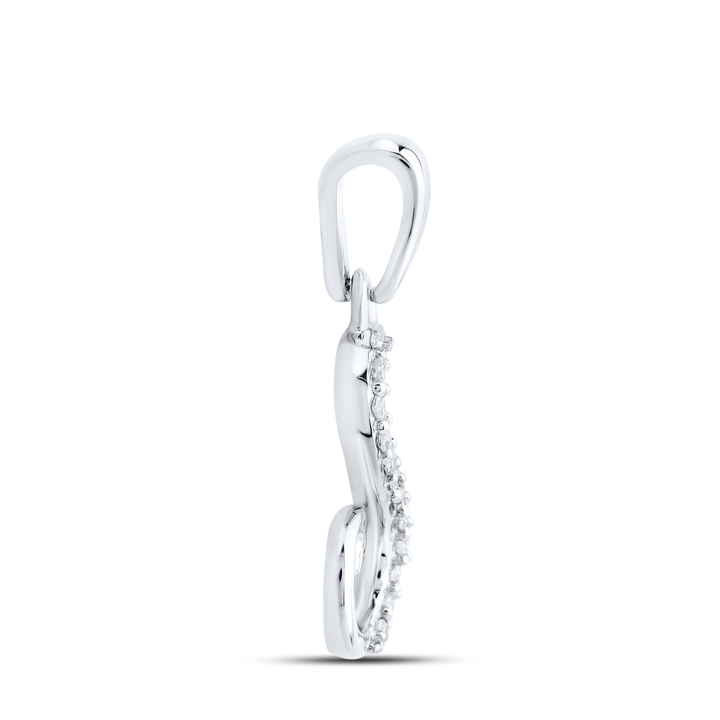 10kt White Gold 0.04 CTW Diamond Initial S