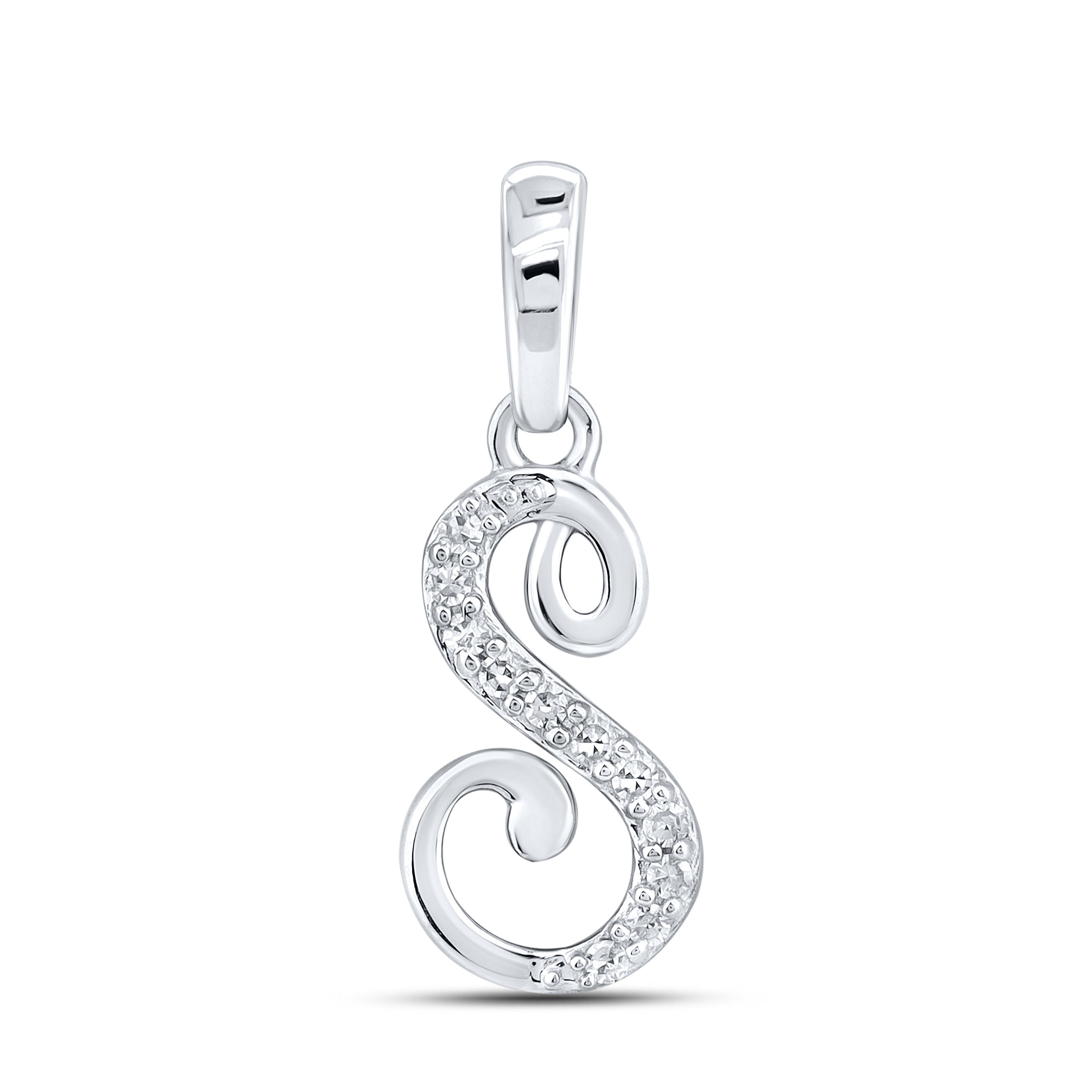 10kt White Gold 0.04 CTW Diamond Initial S