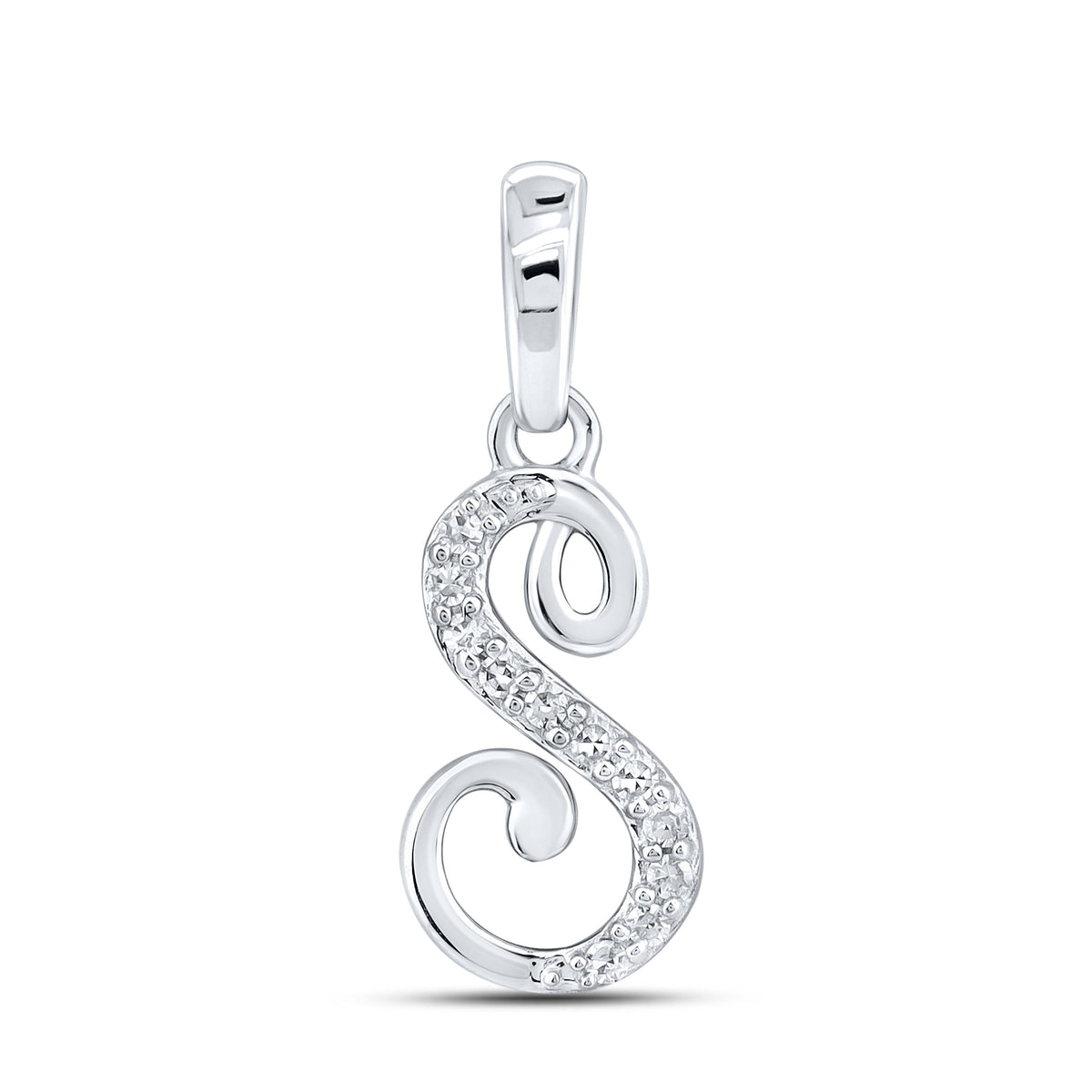 10kt White Gold 0.04 CTW Diamond Initial S