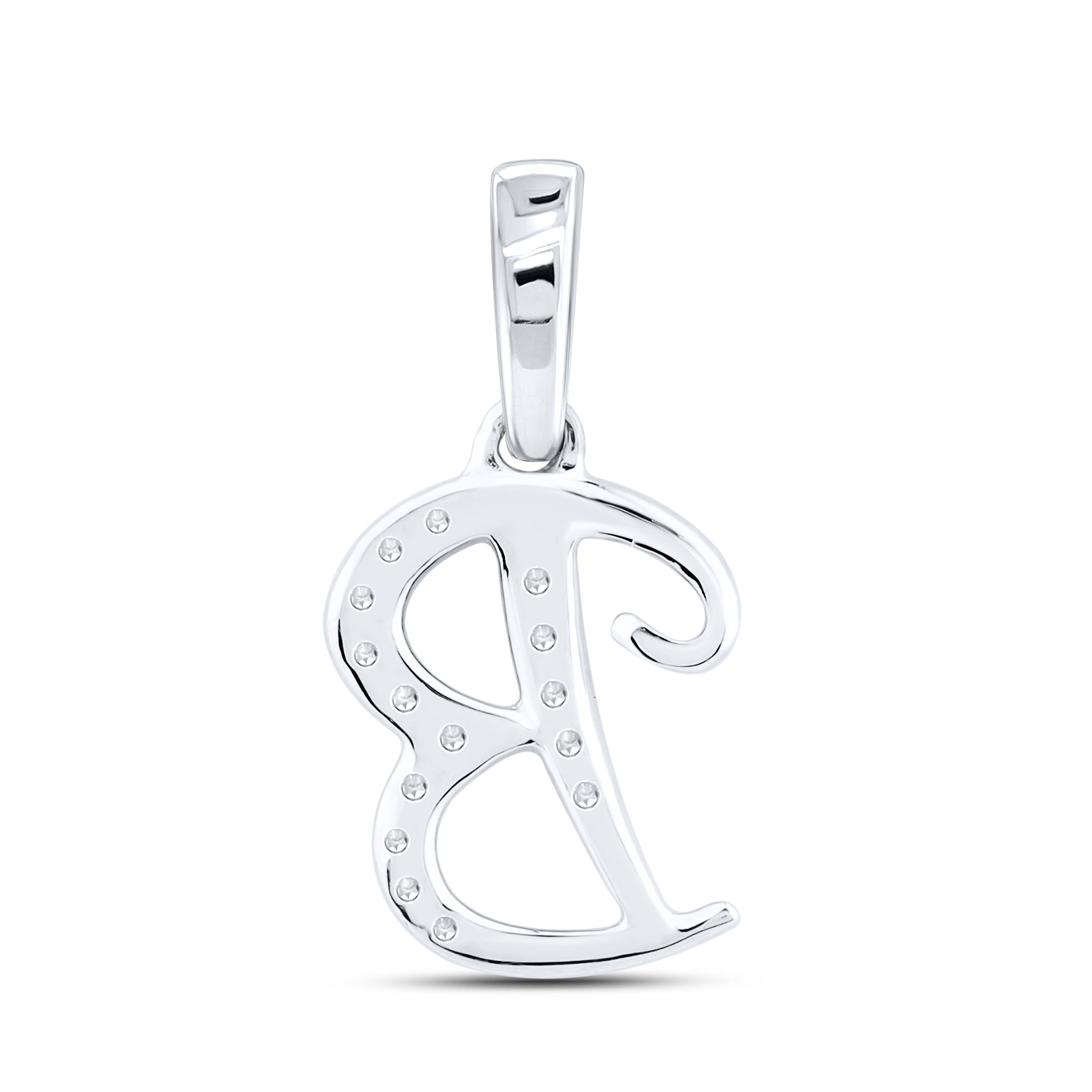 10kt White Gold 0.04 CTW Diamond Initial B