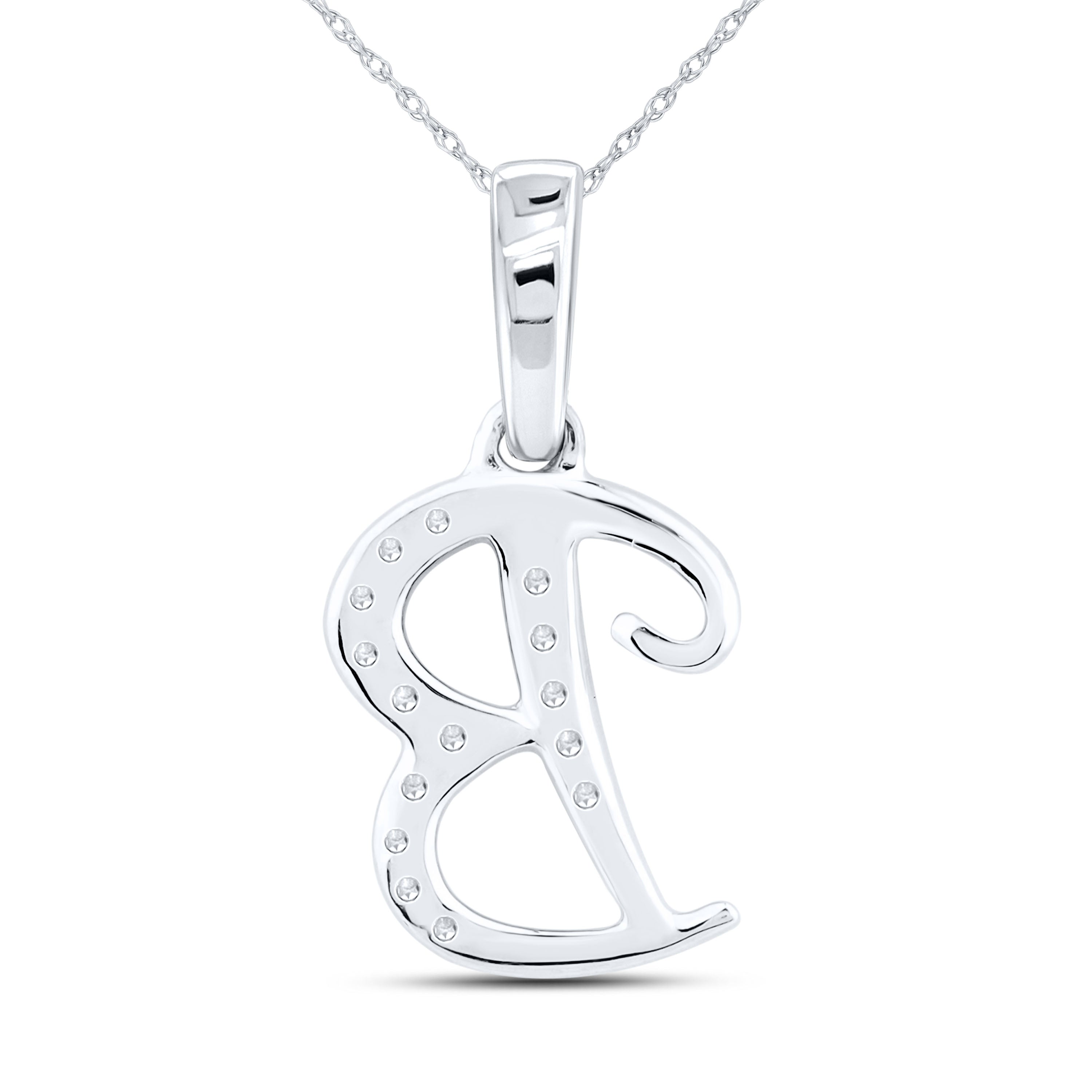 10kt White Gold 0.04 CTW Diamond Initial B
