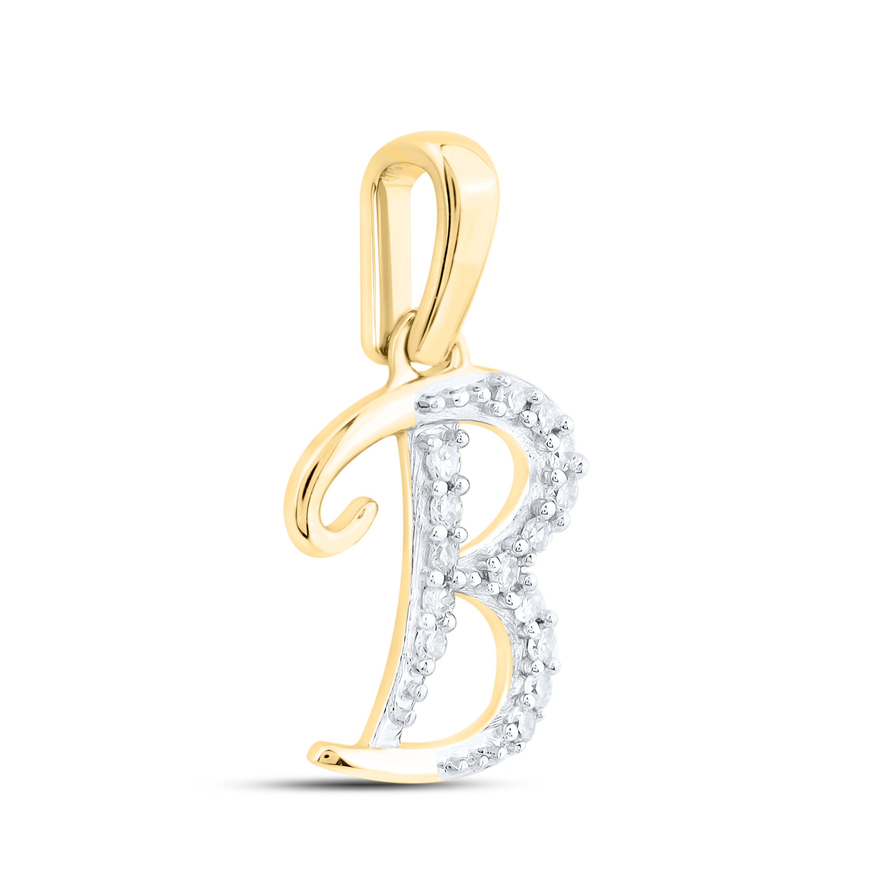 10kt Yellow Gold 0.04 CTW Diamond Initial B