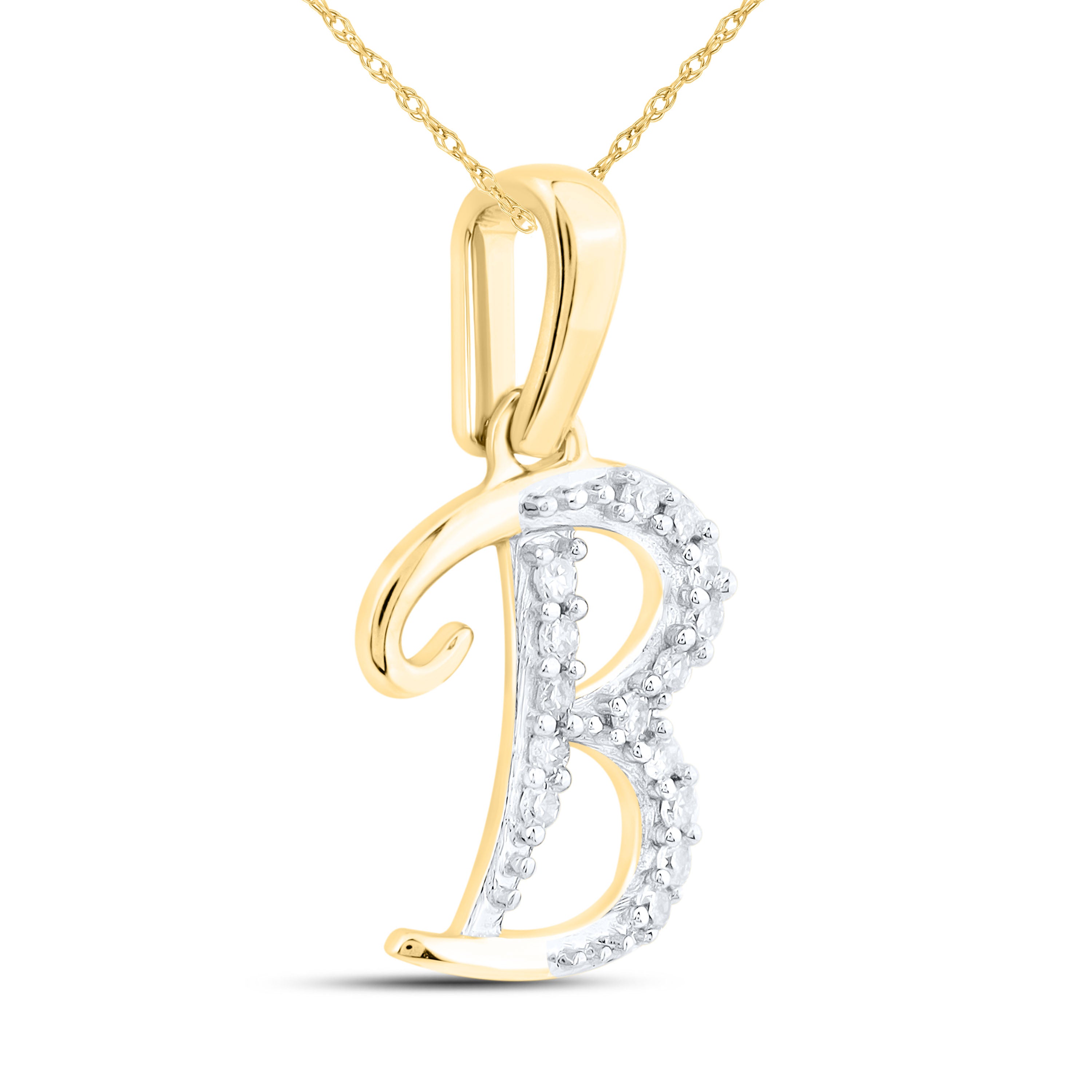 10kt Yellow Gold 0.04 CTW Diamond Initial B