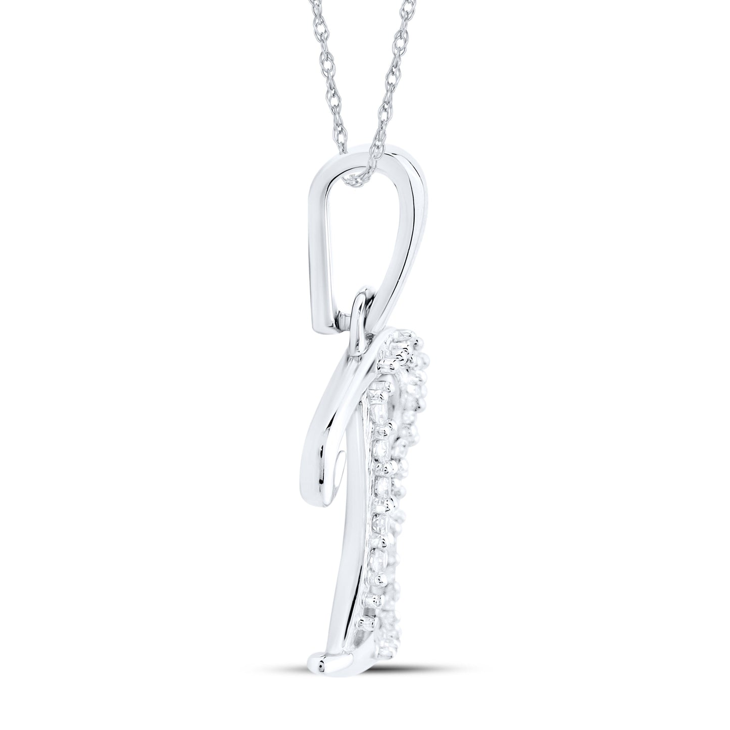 10kt White Gold 0.04 CTW Diamond Initial B