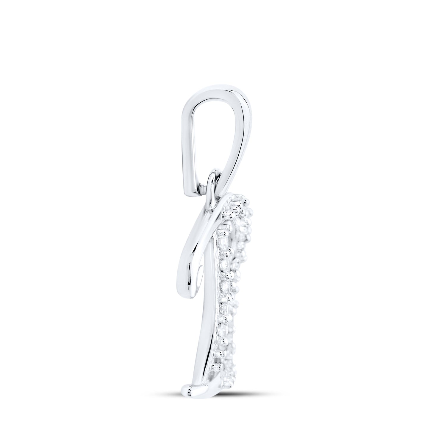 10kt White Gold 0.04 CTW Diamond Initial B
