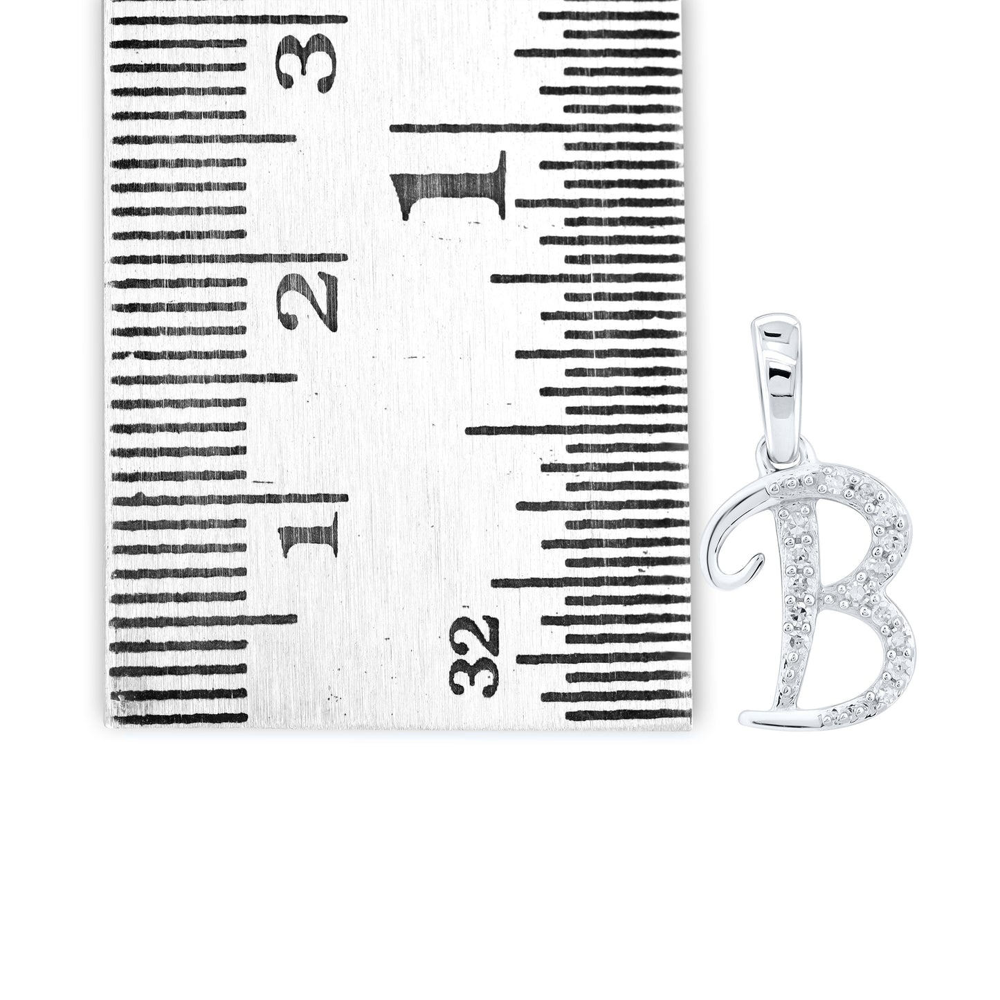 10kt White Gold 0.04 CTW Diamond Initial B
