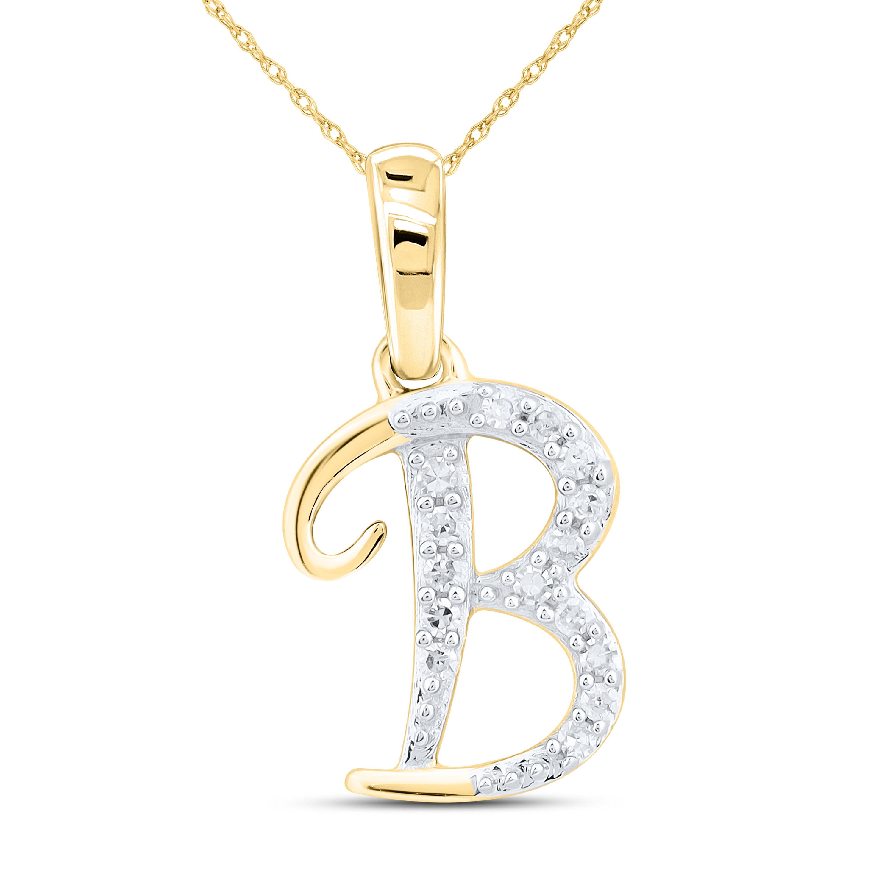 10kt Yellow Gold 0.04 CTW Diamond Initial B