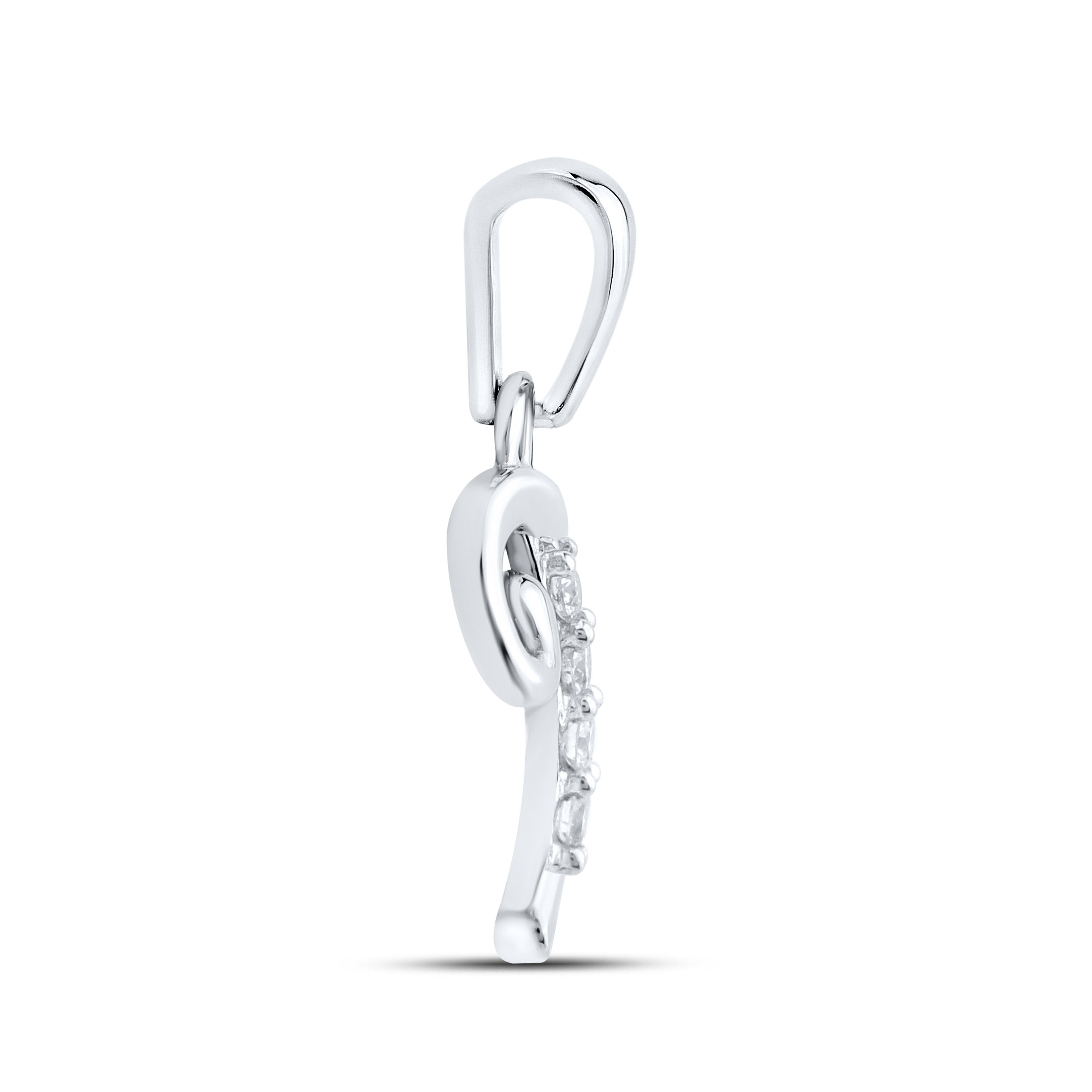 10kt White Gold 0.04 CTW Diamond Initial T Charm Pendant