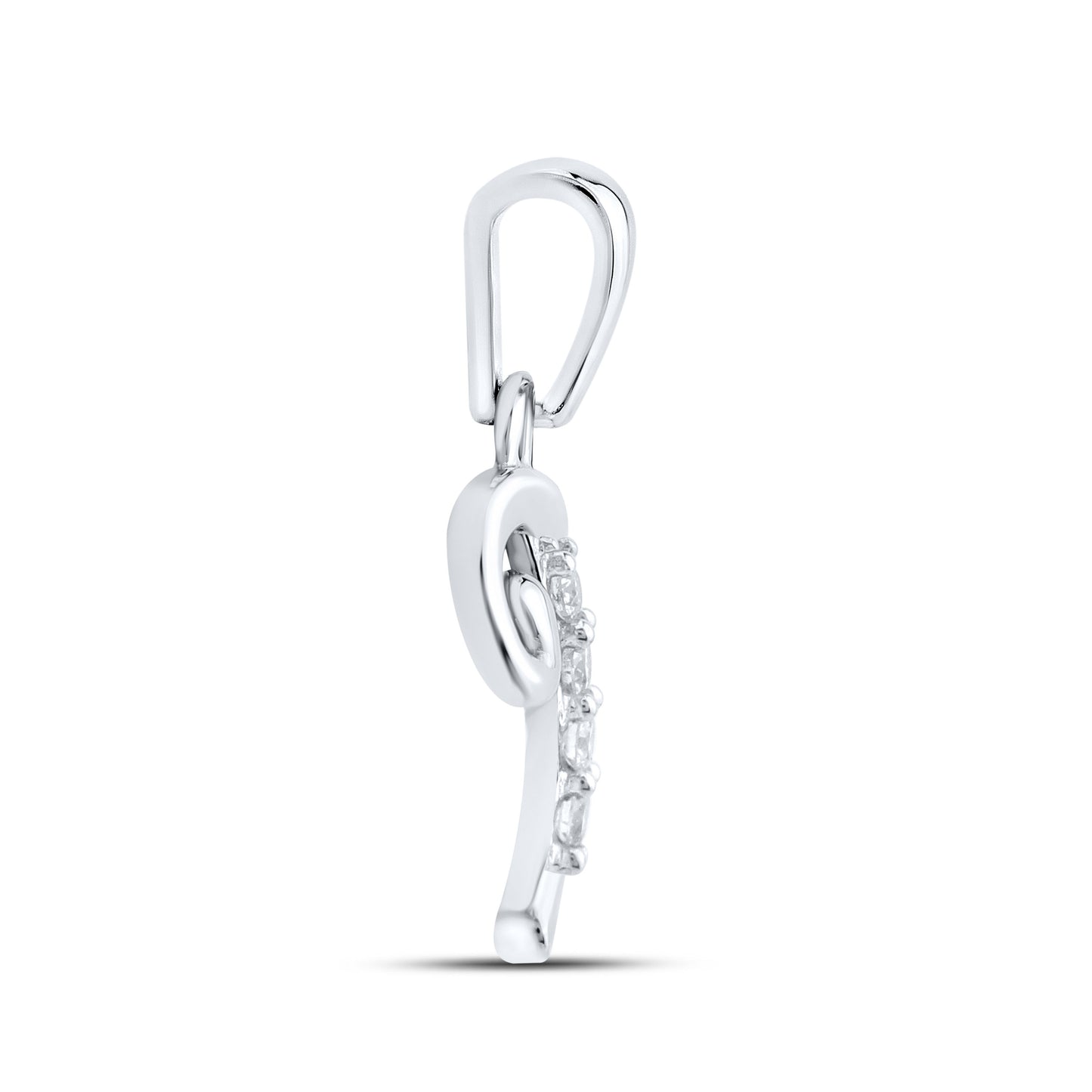 10kt White Gold 0.04 CTW Diamond Initial T Charm Pendant
