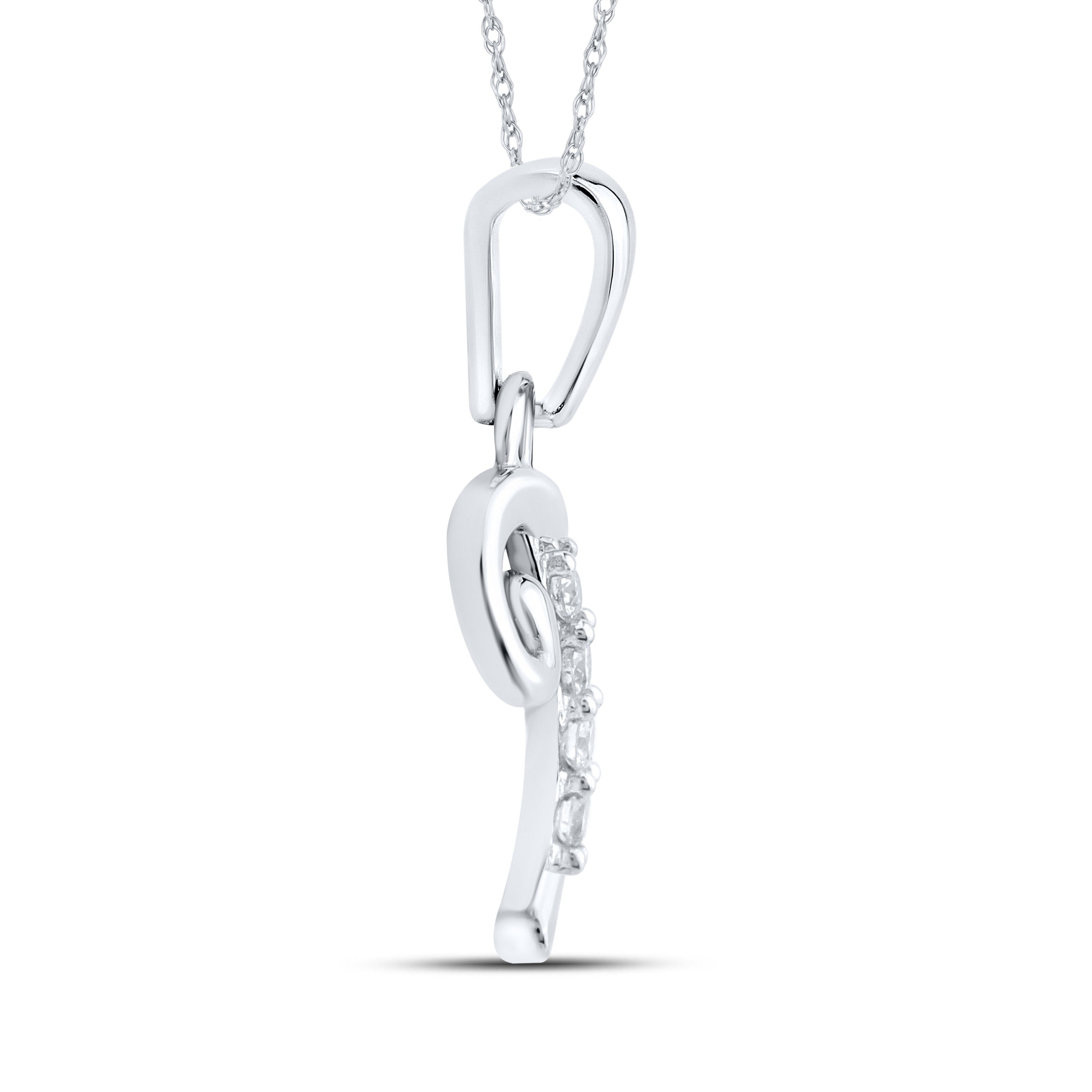 10kt White Gold 0.04 CTW Diamond Initial T Charm Pendant
