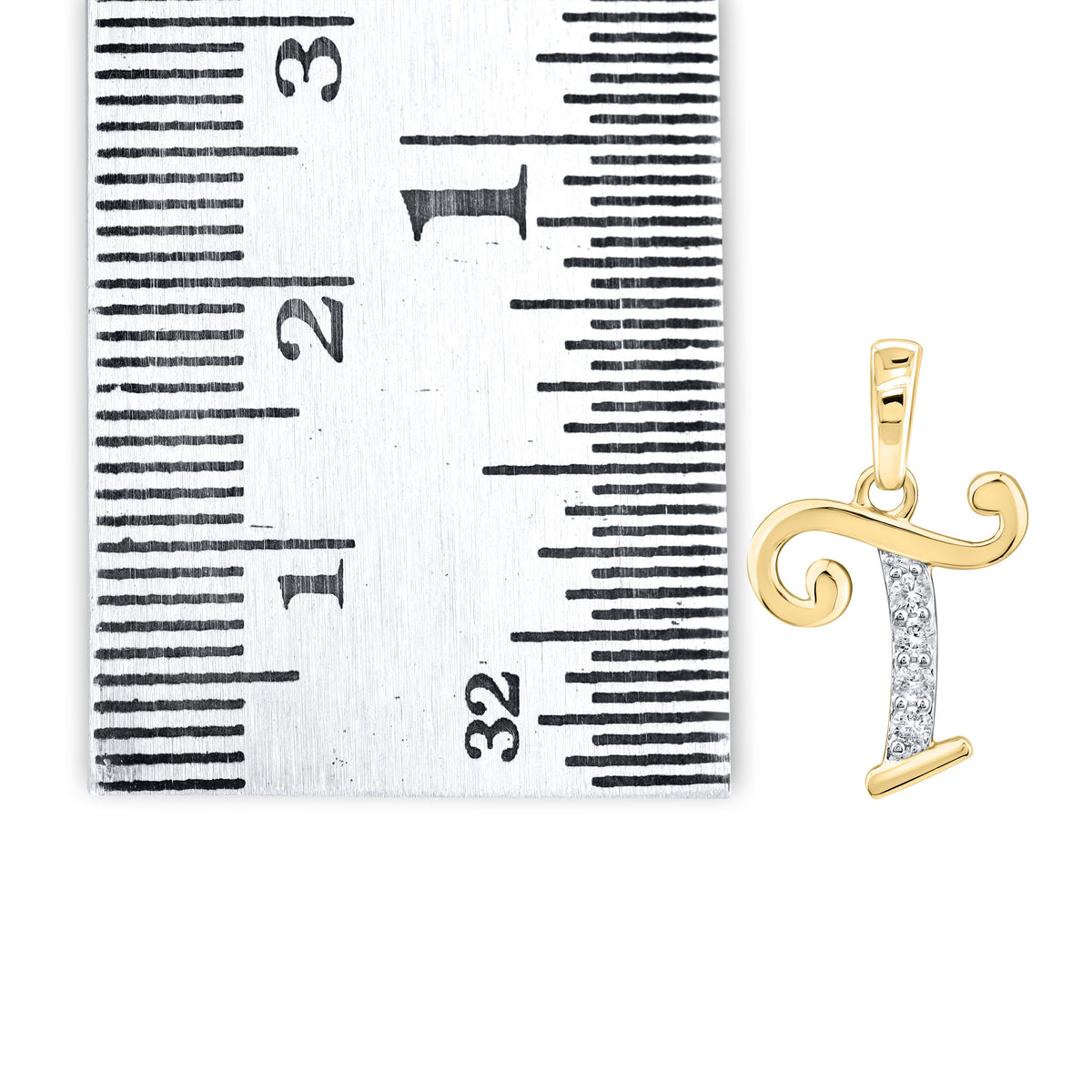 10kt Yellow Gold 0.04 CTW Diamond Initial T Charm Pendant
