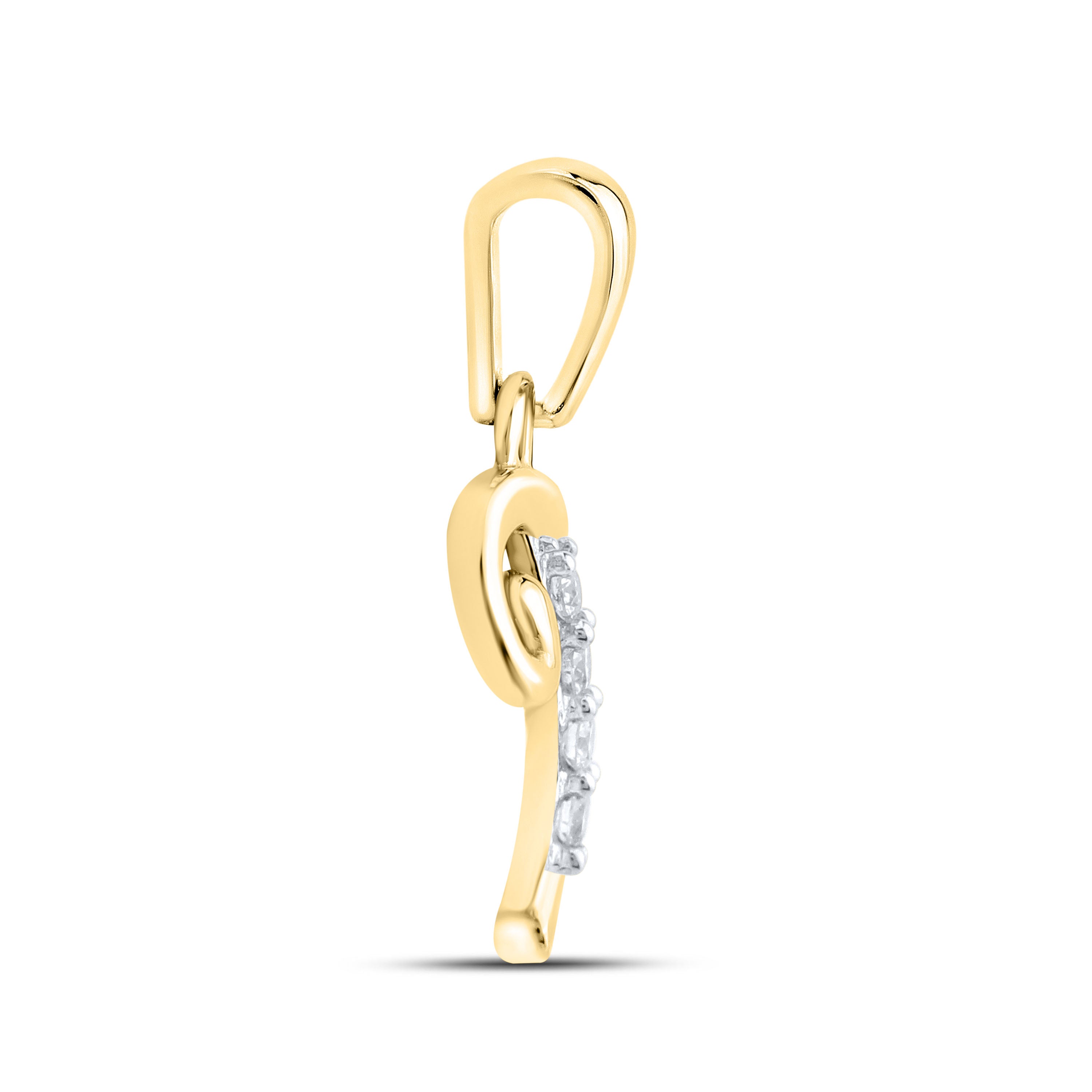 10kt Yellow Gold 0.04 CTW Diamond Initial T Charm Pendant