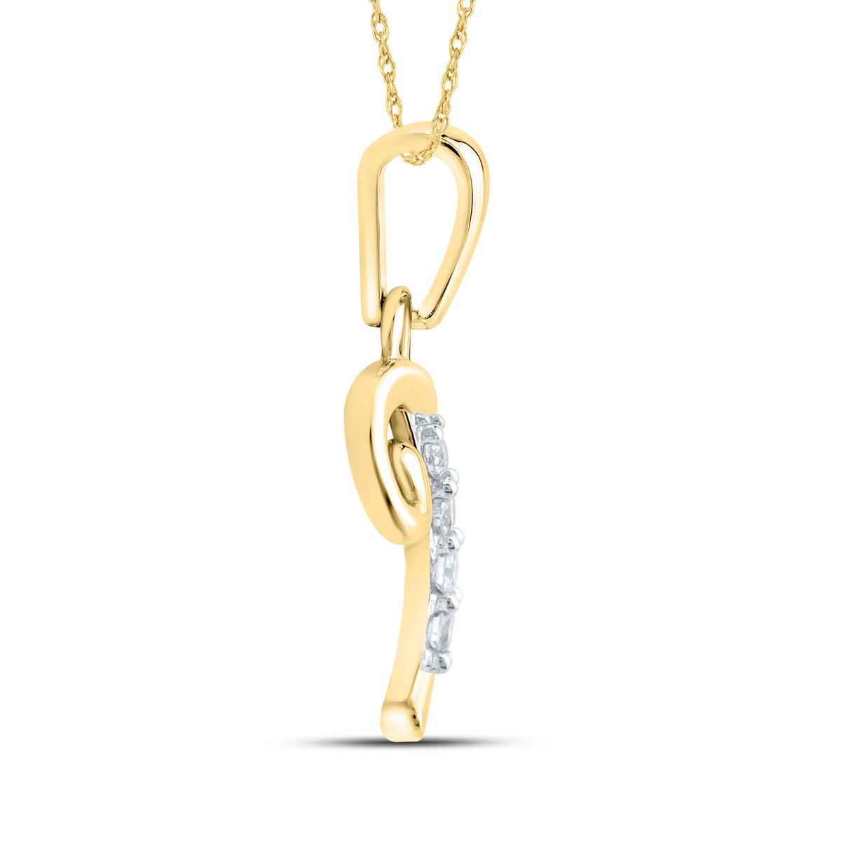 10kt Yellow Gold 0.04 CTW Diamond Initial T Charm Pendant