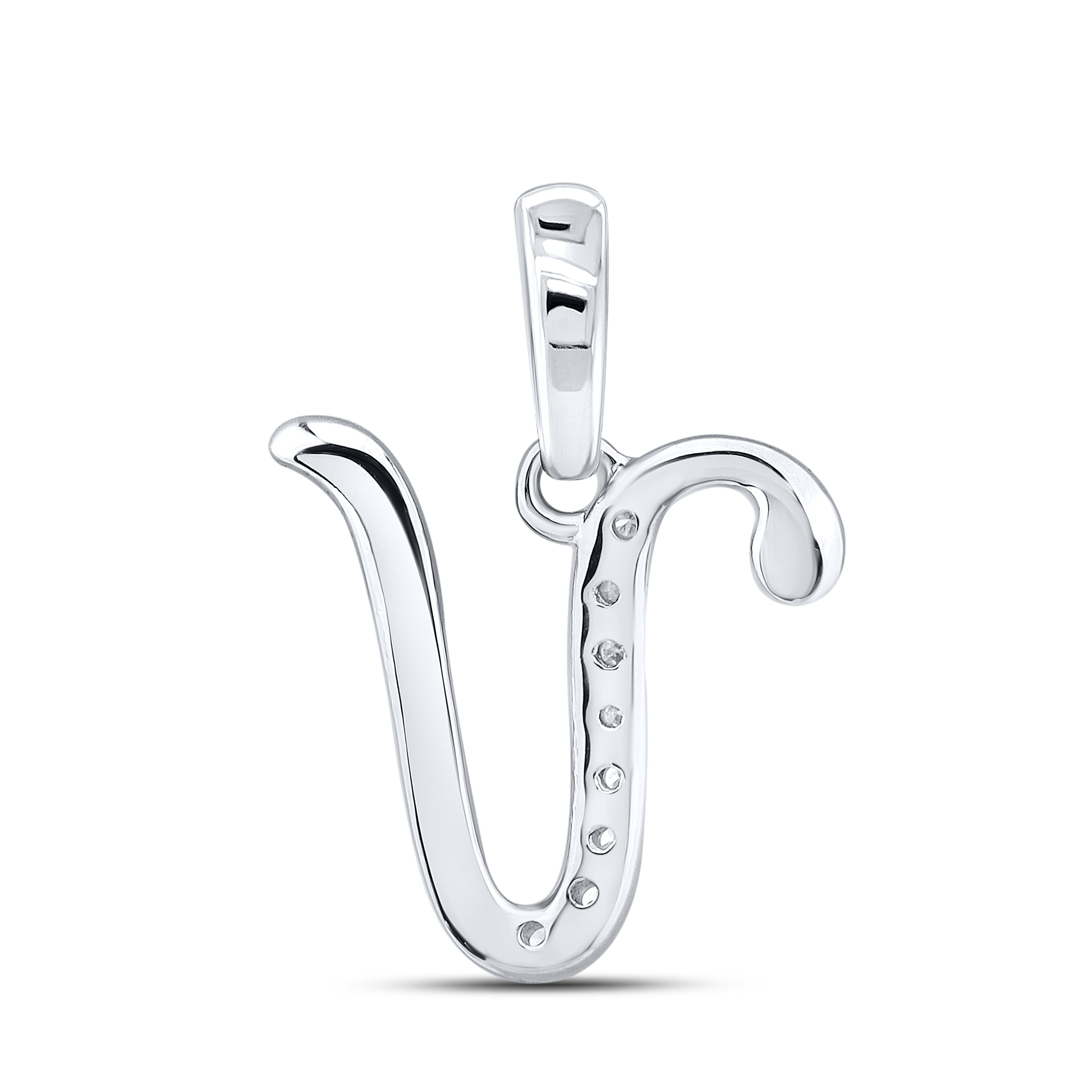 10kt White gold 0.04 ctw natural Diamond initial V