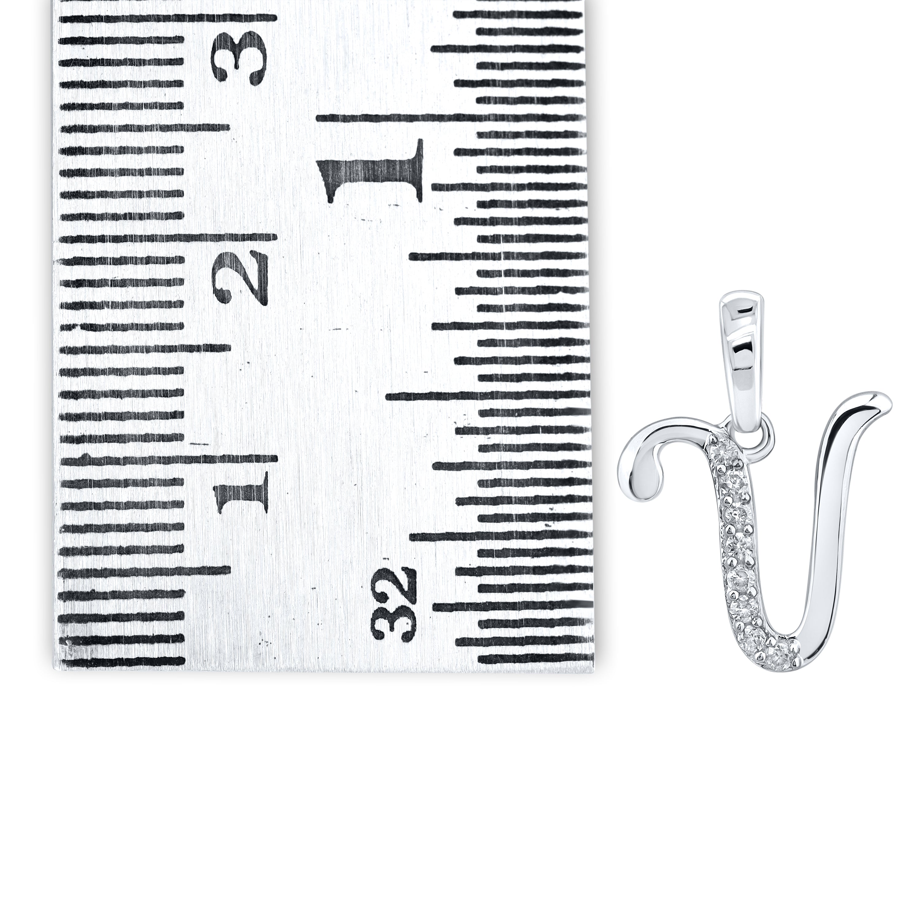 10kt White gold 0.04 ctw natural Diamond initial V