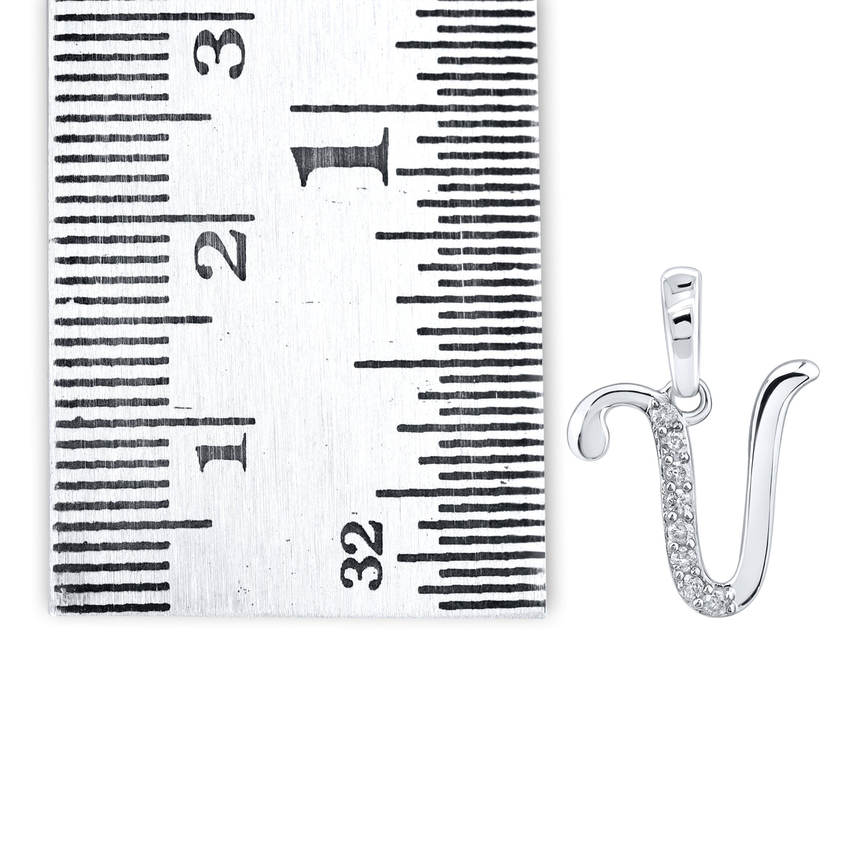 10kt White gold 0.04 ctw natural Diamond initial V
